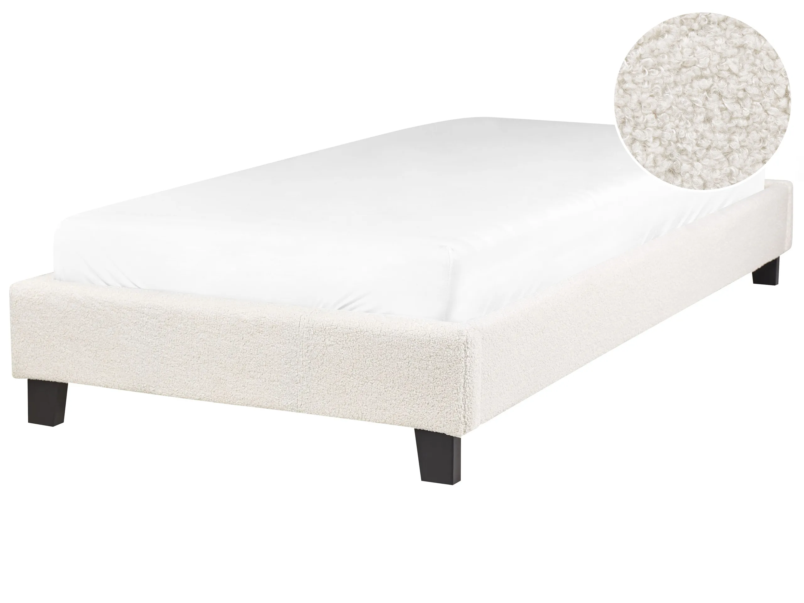 Cama sin cabecero Bouclé ROANNE 90 x 200 cm Beige claro