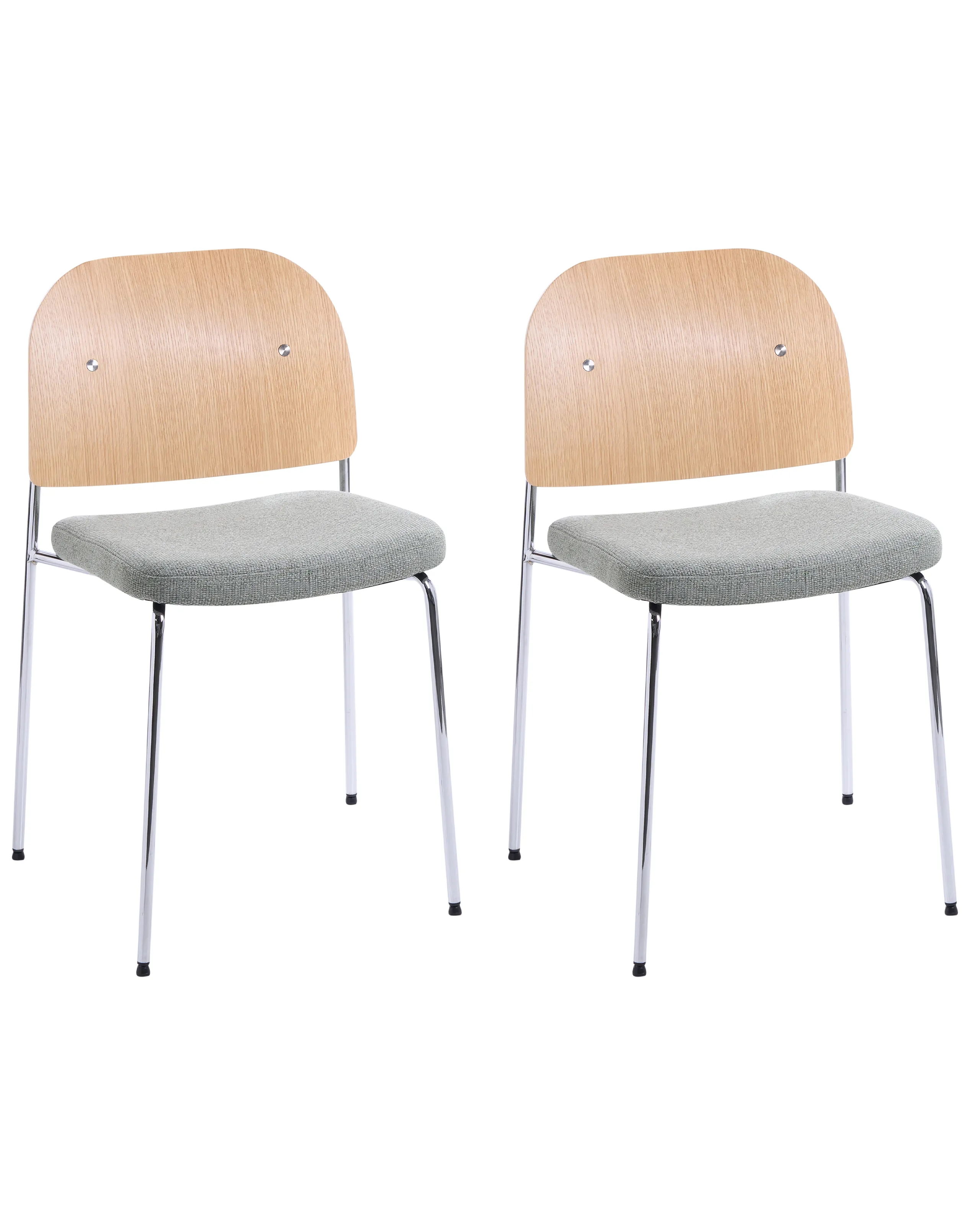 Conjunto de 2 sillas de comedor ASHCROFT Metal Verde/Marrón claro