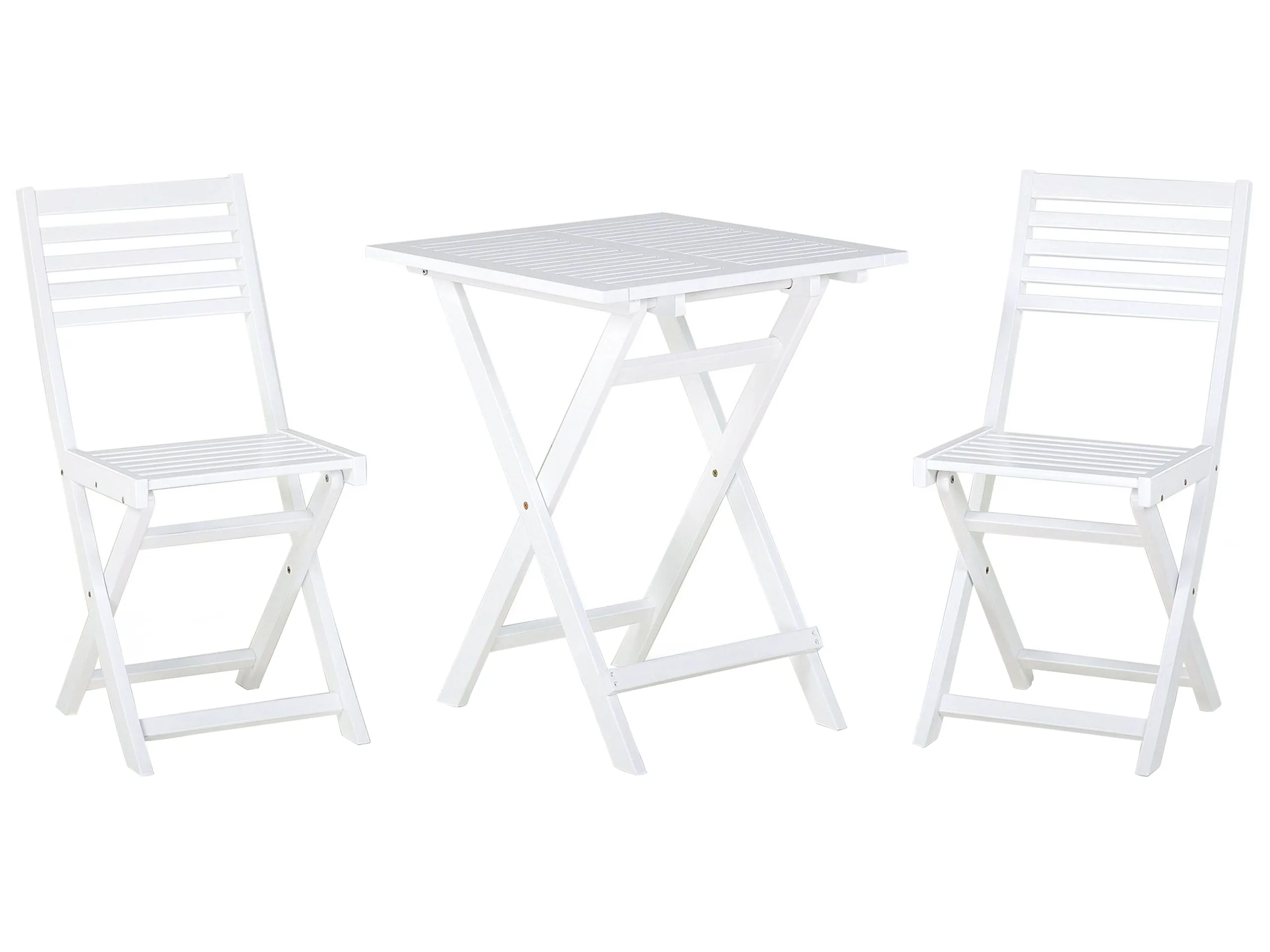 Bistro Set Folding FIJI Acacia Wood White