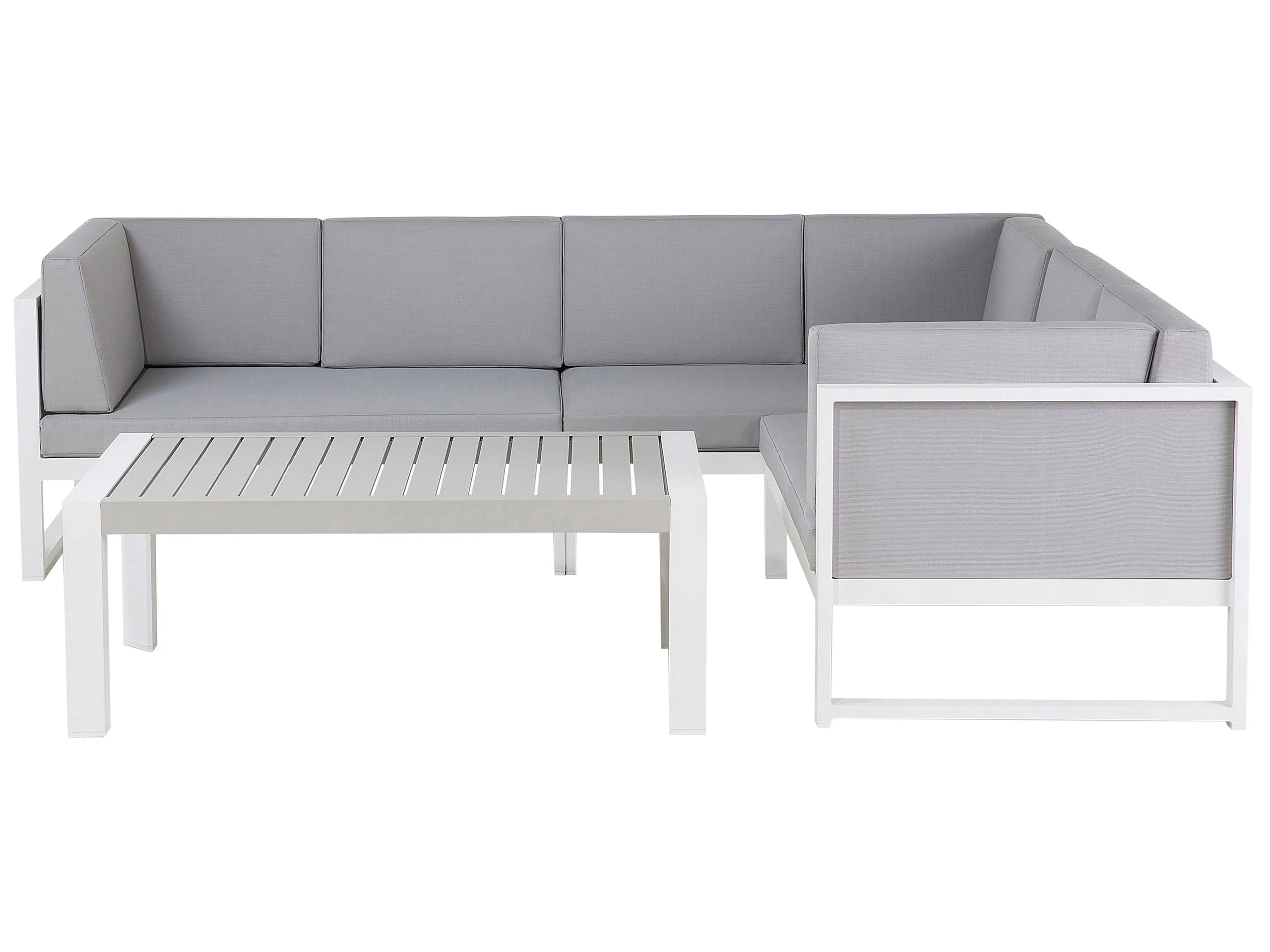 Garden Corner Sofa with Table 6 Seater CASTELLA Left Hand Metal Grey