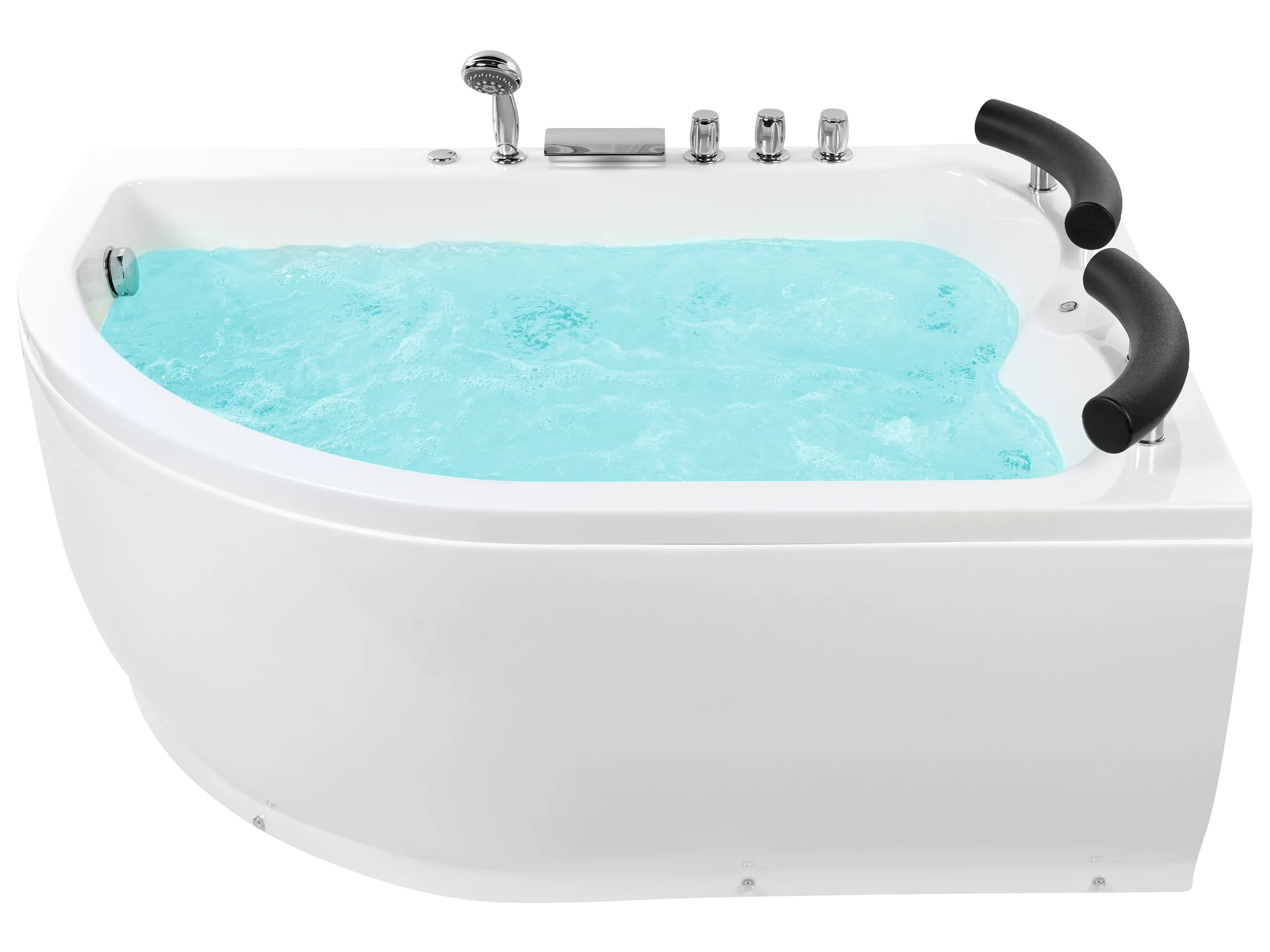 Bañera de hidromasaje LED esquinera PARADISO Izquierda 158 x 113 cm Blanco