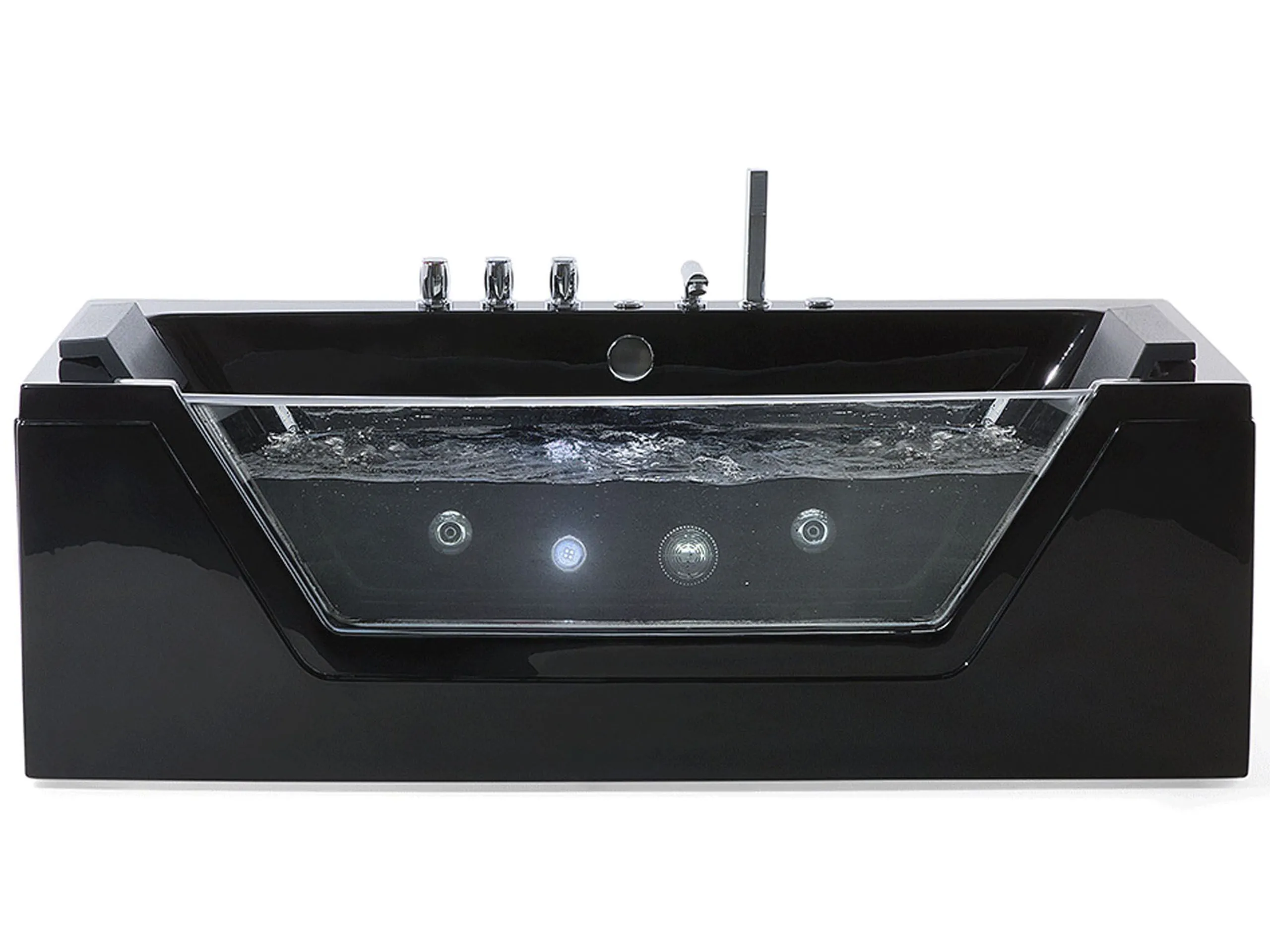 Bañera de hidromasaje LED esquinera SAMANA 174 x 79 cm Negro