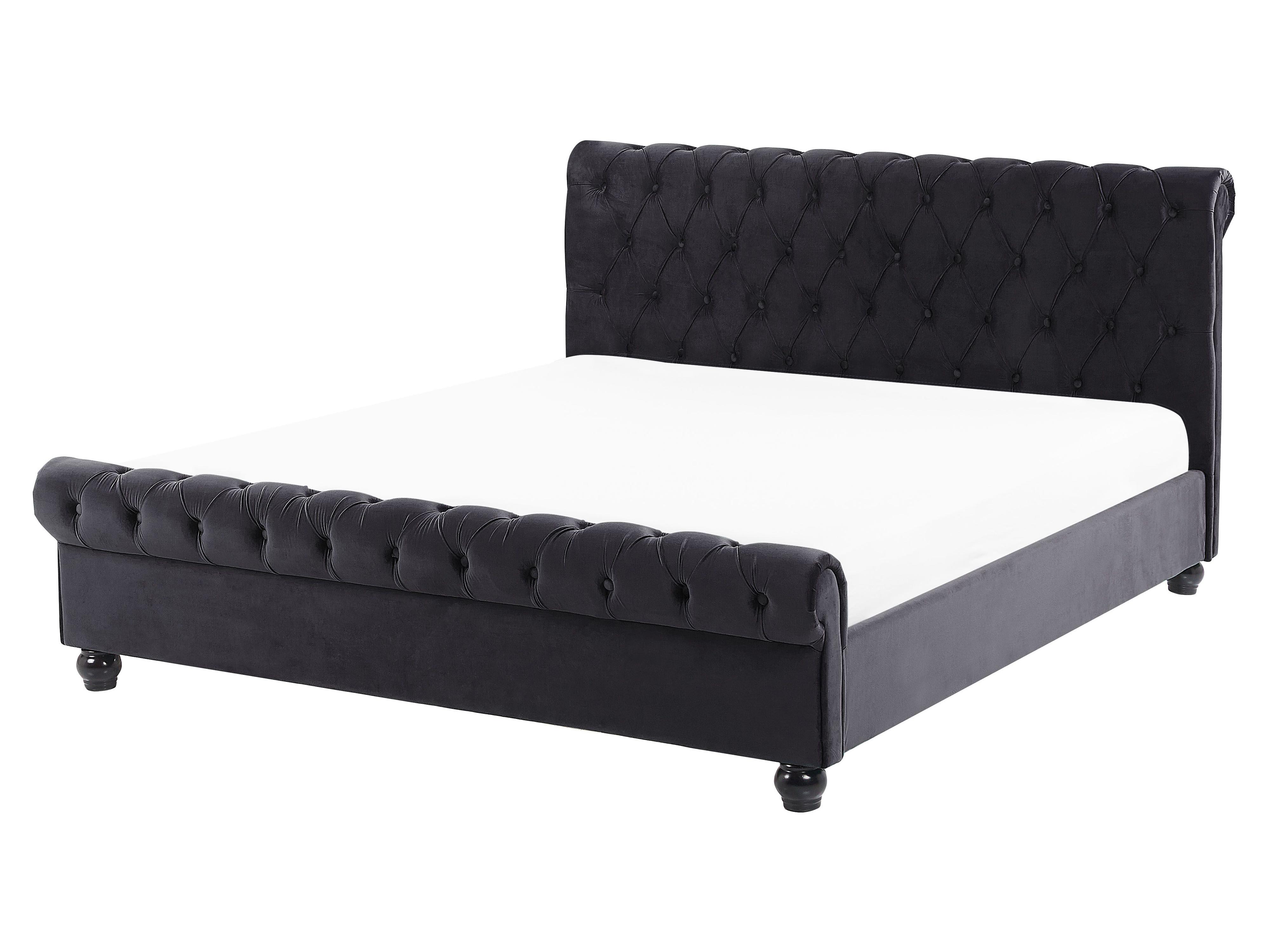 Cama Terciopelo AVALLON 160 x 200 cm Negro