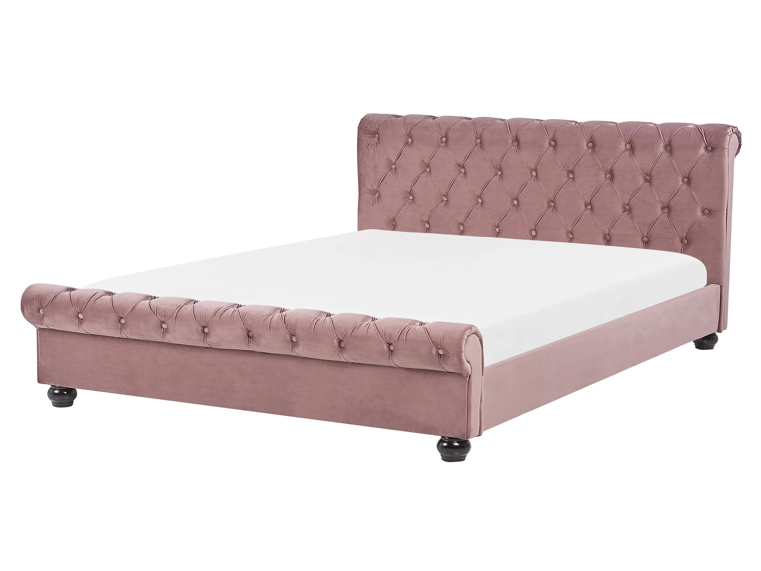 Cama Terciopelo AVALLON 160 x 200 cm Rosa