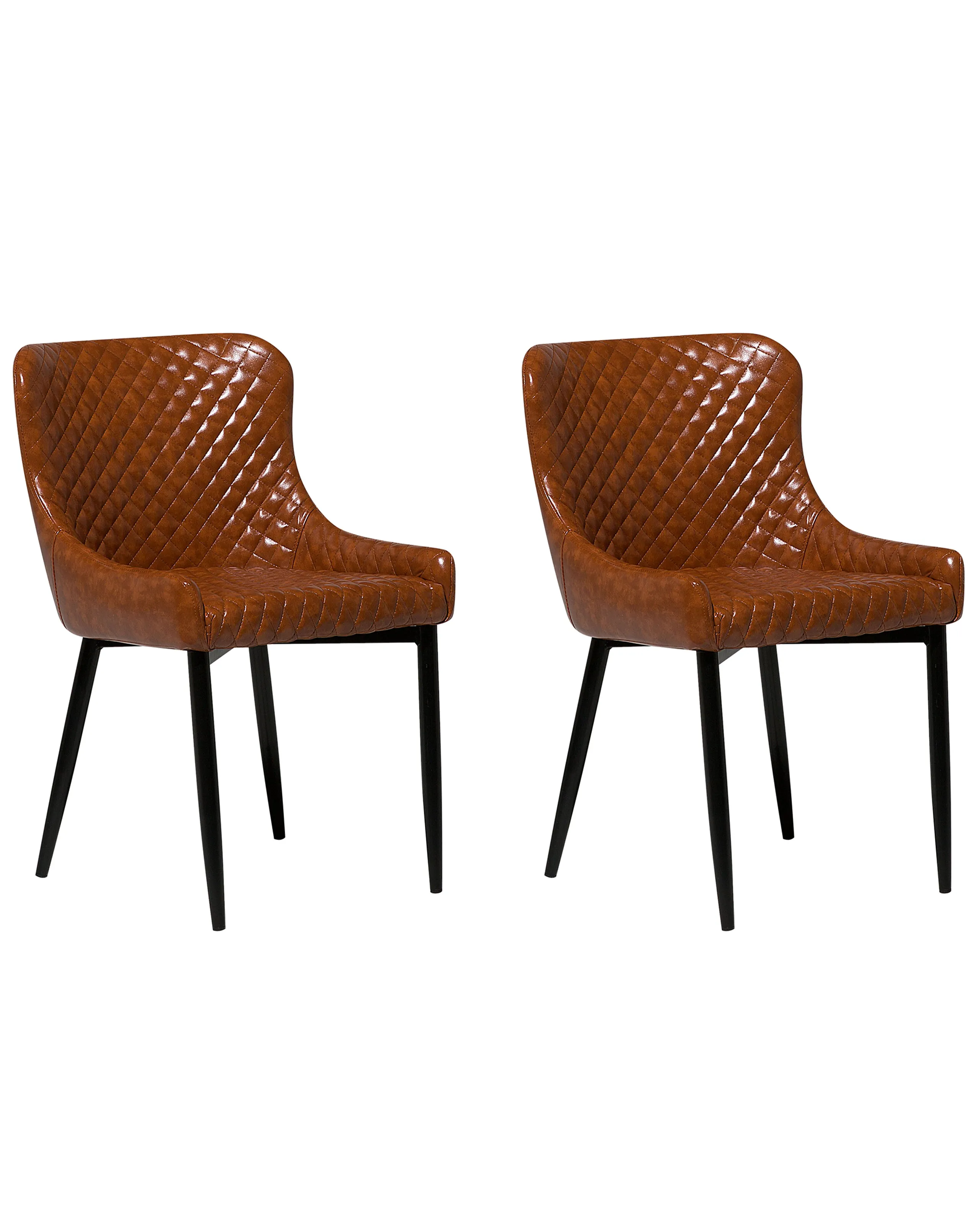 Conjunto de 2 sillas de comedor SOLANO Piel sintética Marrón dorado