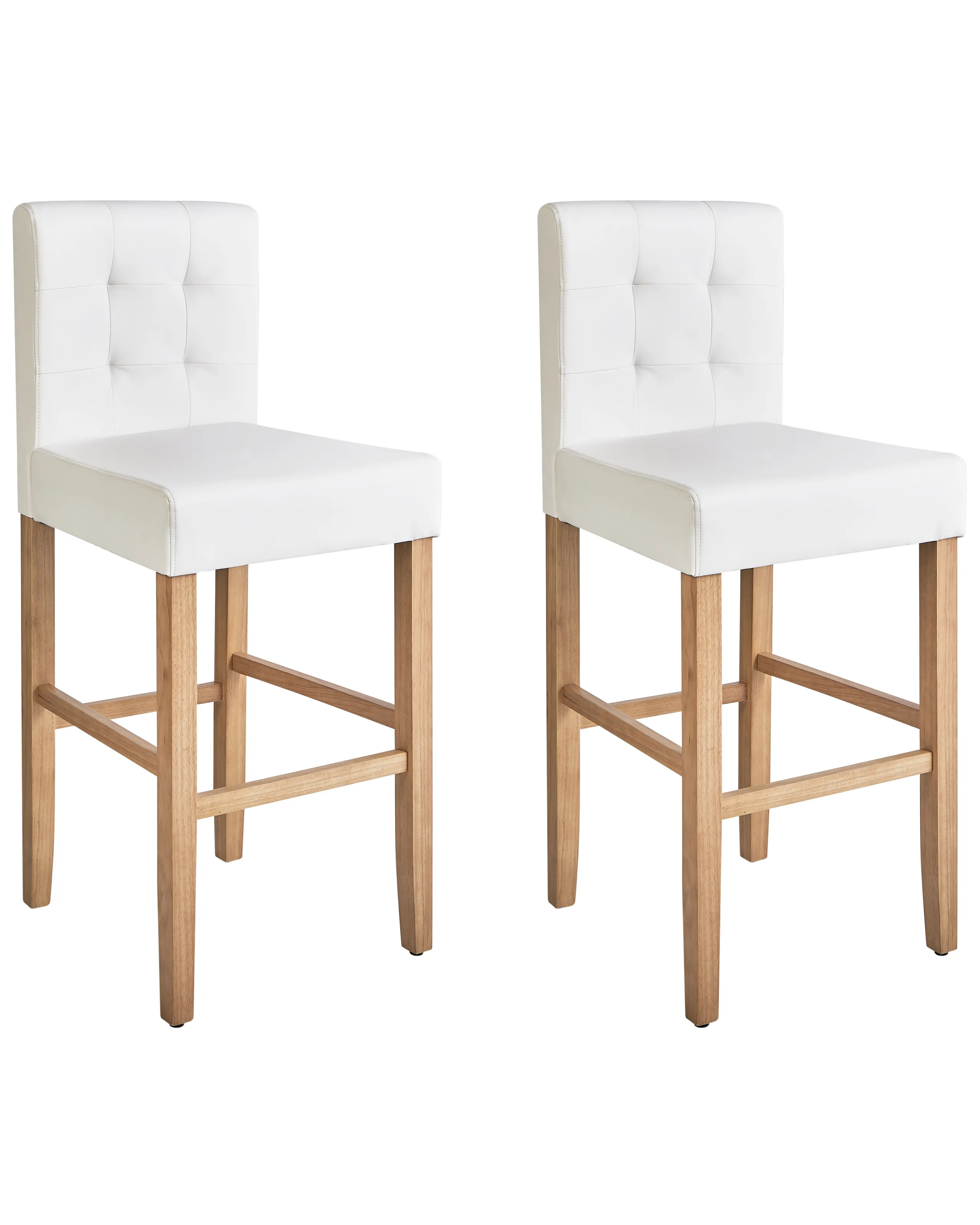Conjunto de 2 sillas de bar MADISON Piel sintética Blanco crema