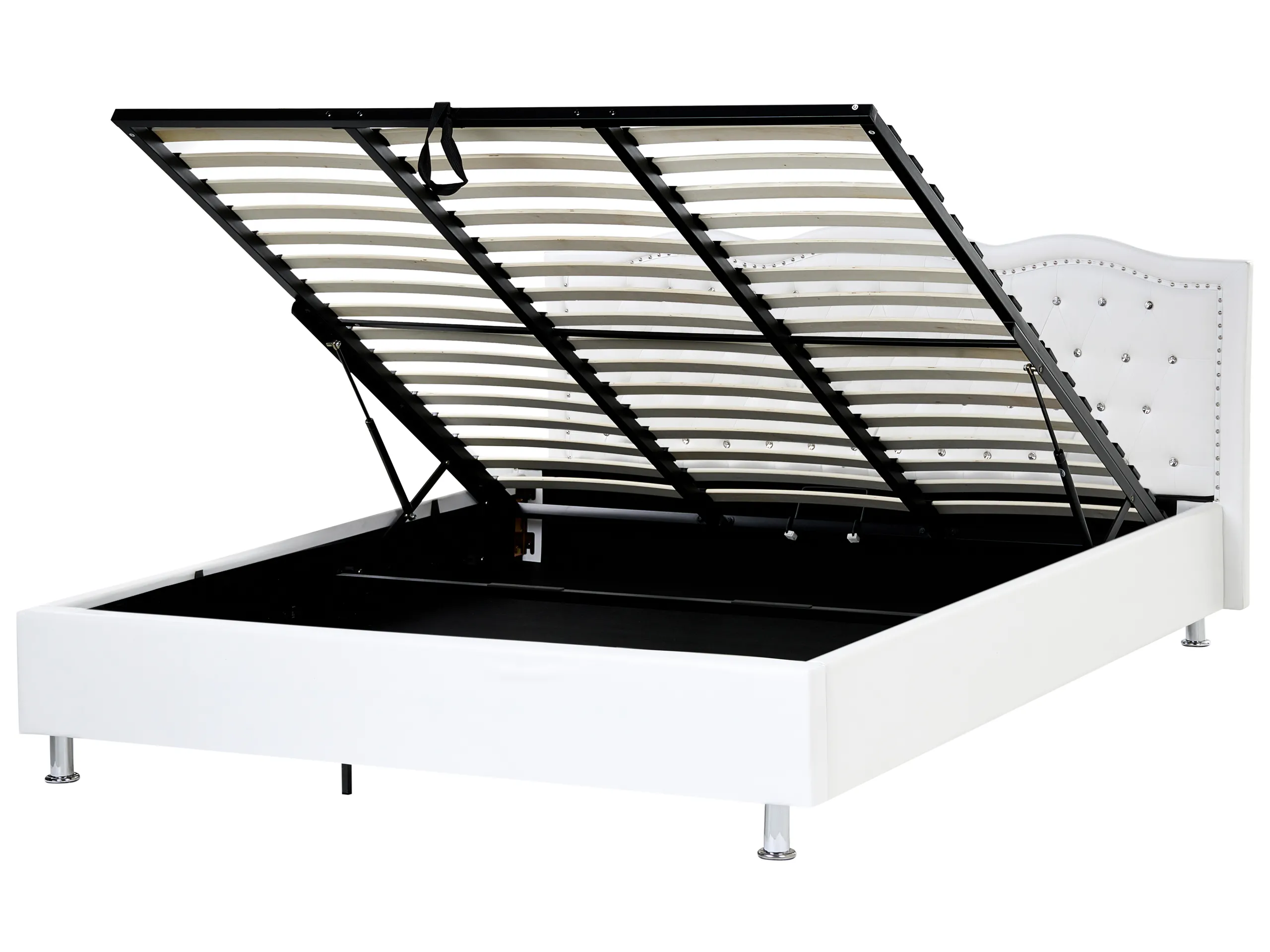 Cama con almacenaje Piel sintética METZ 180 x 200 cm Blanco