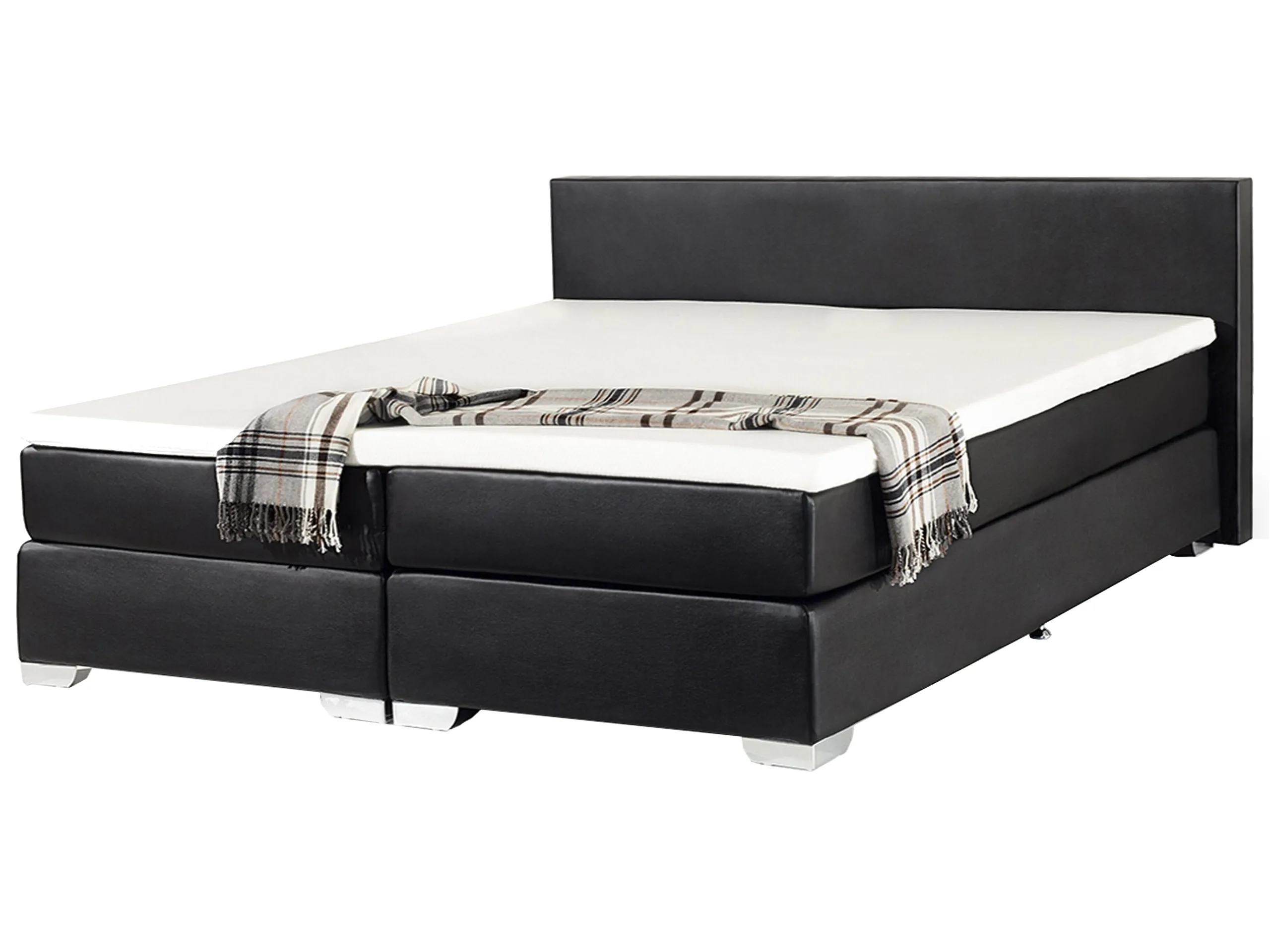 Cama continental Piel sintética PRESIDENT 180 x 200 cm Negro
