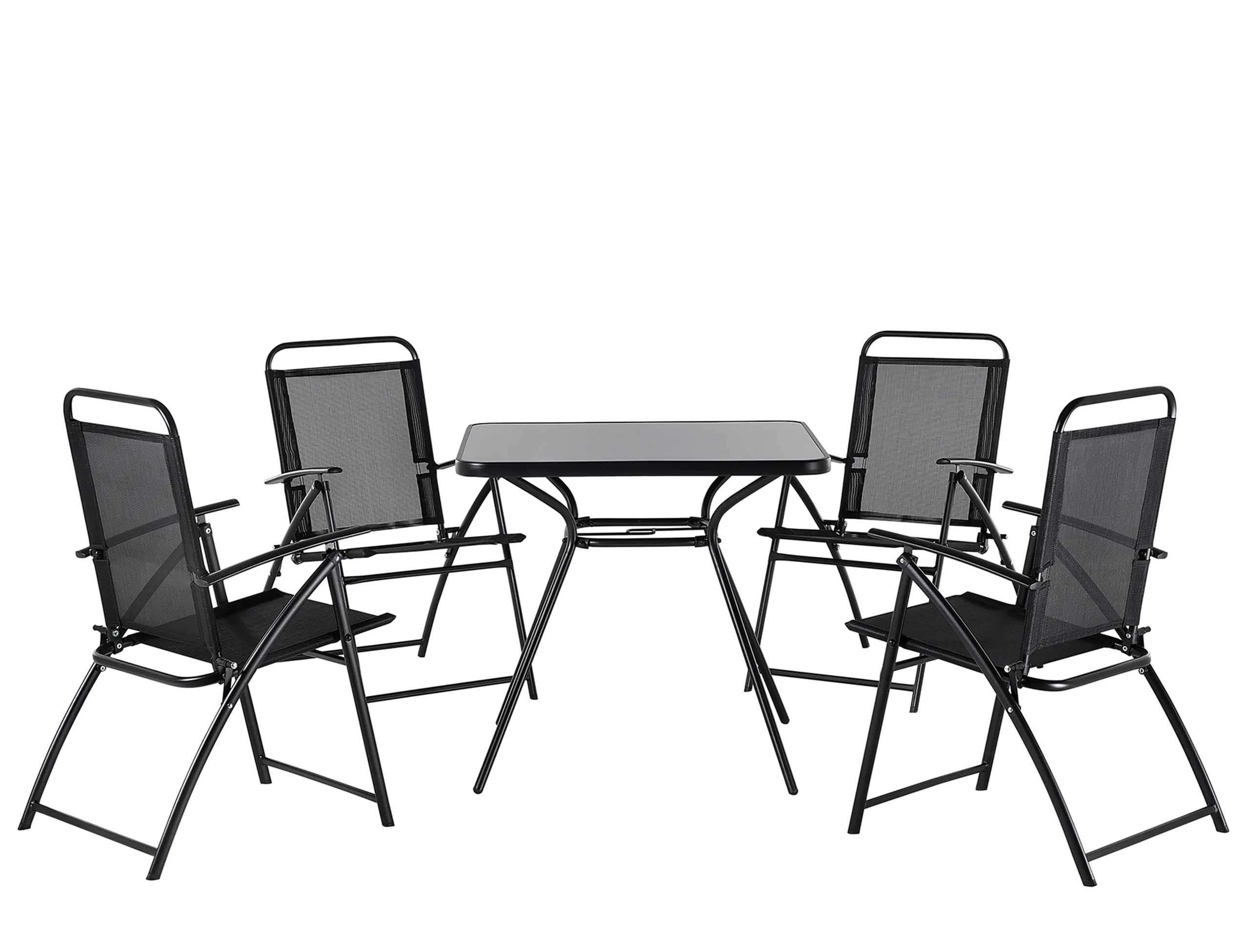 Garden Dining Set 4 Seater LIVO Metal Black