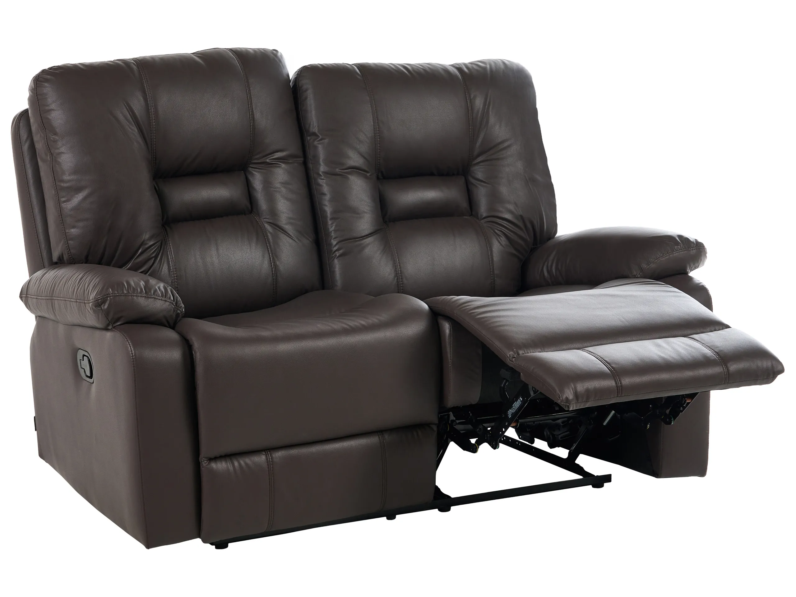Manual Recliner Sofa 2 Seater BERGEN Faux Leather Brown
