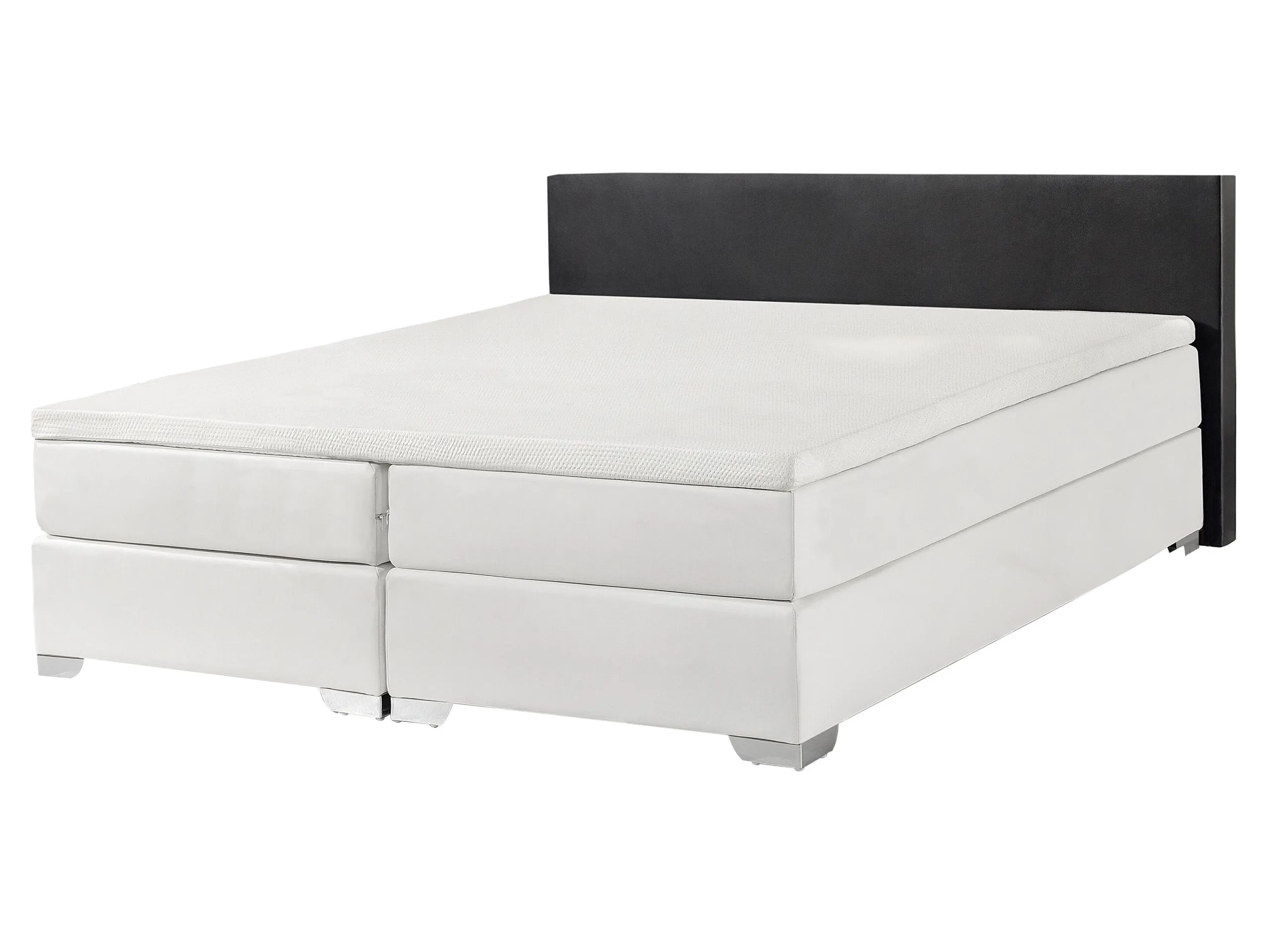 Cama continental Piel sintética PRESIDENT 160 x 200 cm Negro/Blanco