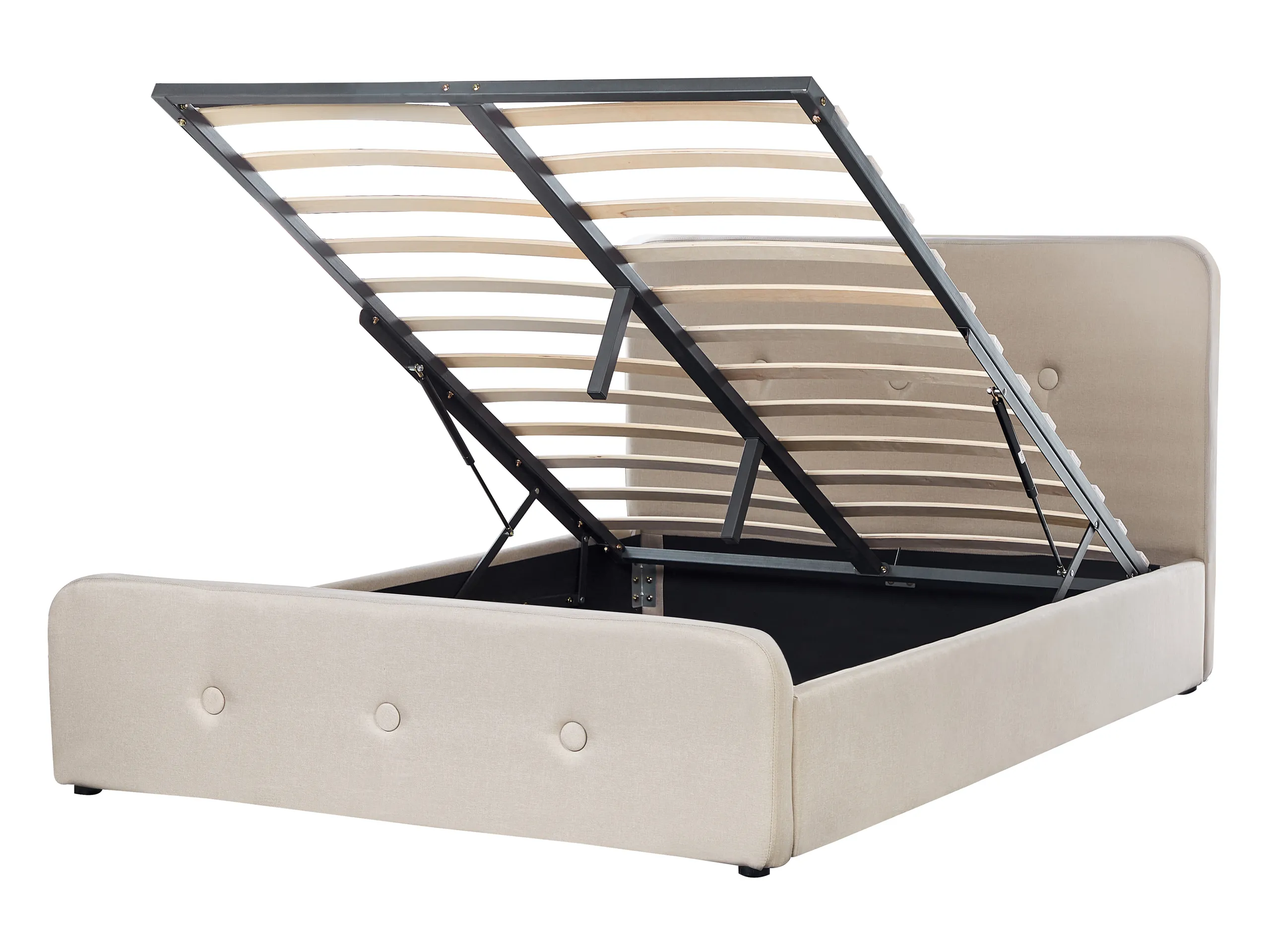 Cama con almacenaje Tela RENNES 140 x 200 cm Beige