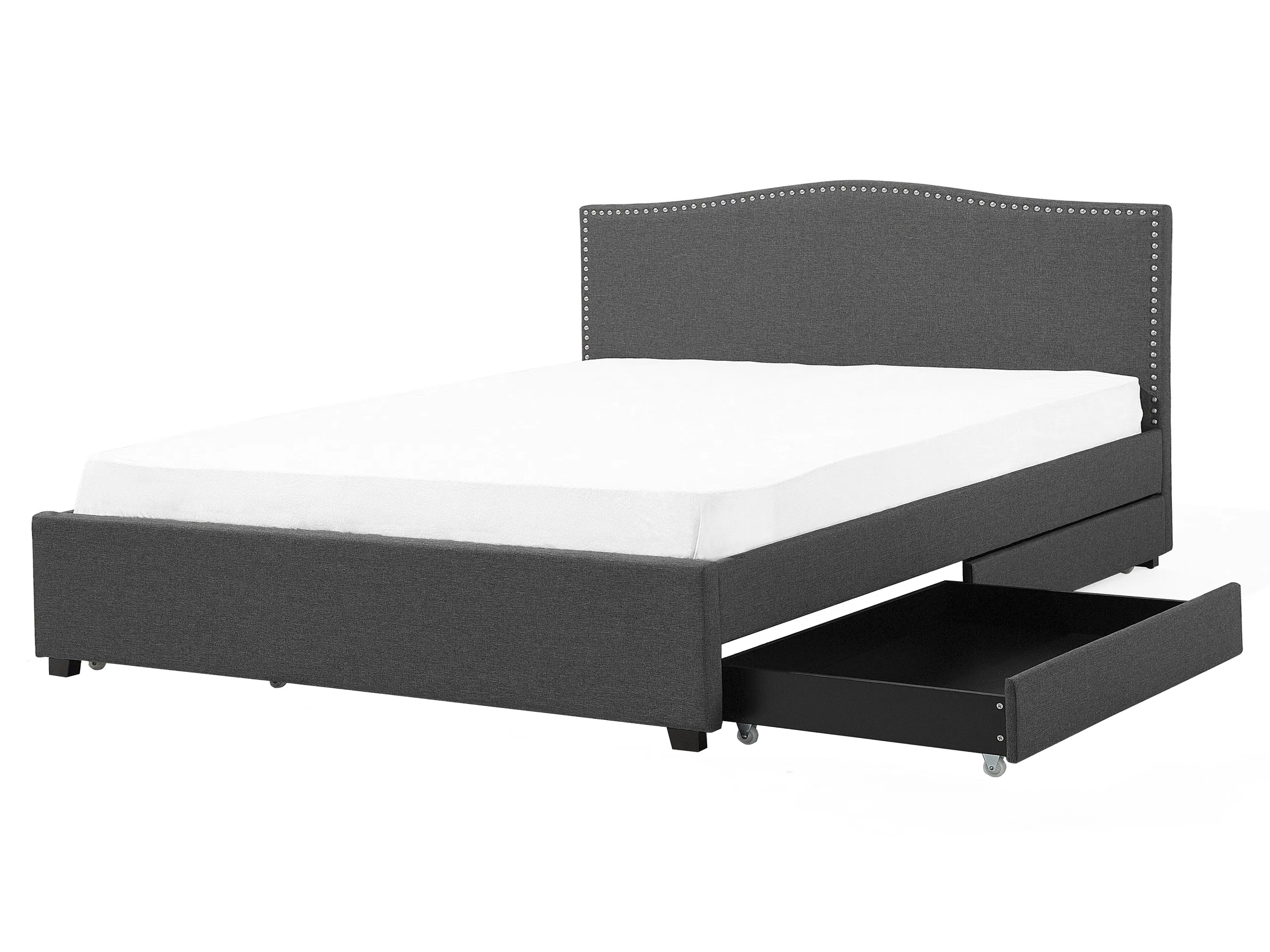 Cama con cajones Tela MONTPELLIER 160 x 200 cm Gris oscuro