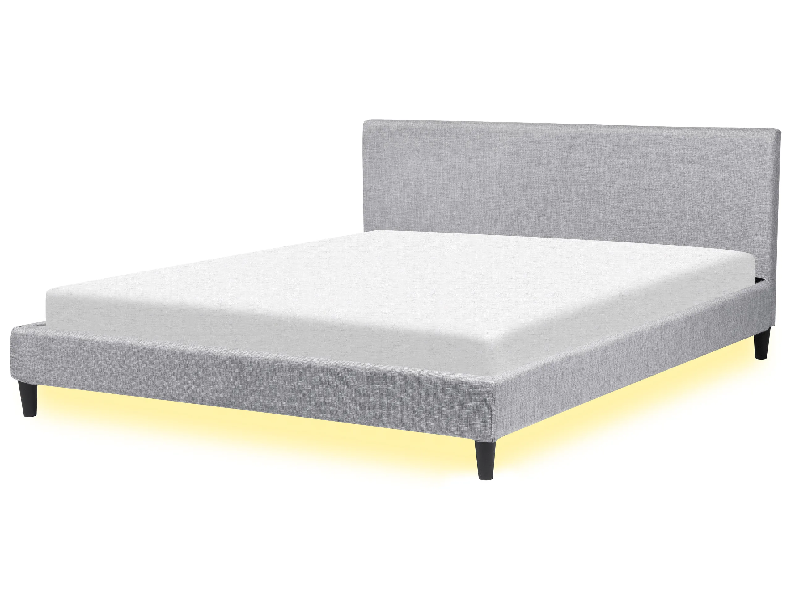 Cama LED Tela FITOU 180 x 200 cm Gris claro