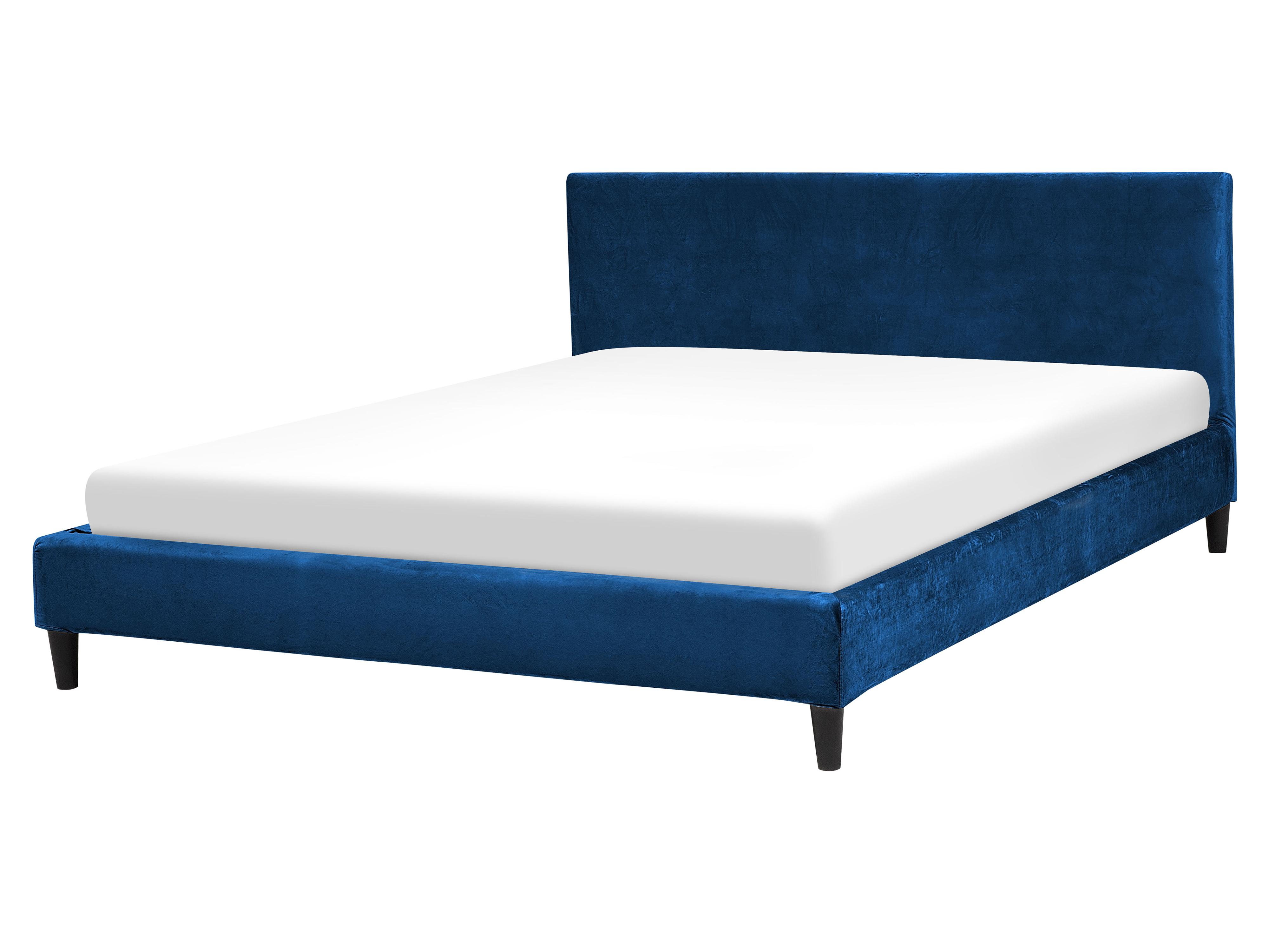 Cama Terciopelo FITOU 160 x 200 cm Azul oscuro