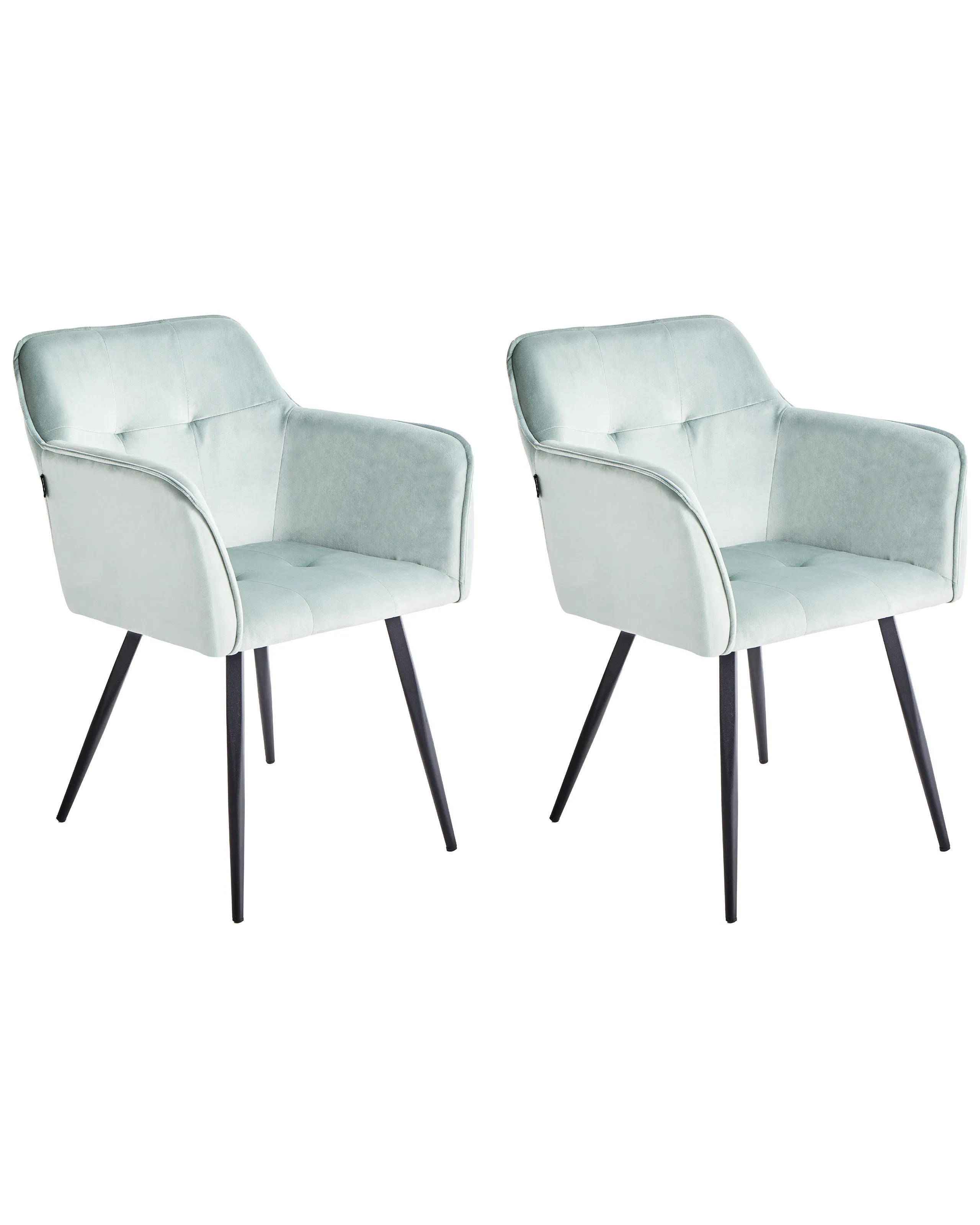 Conjunto de 2 sillas de comedor JASMIN Terciopelo Verde menta