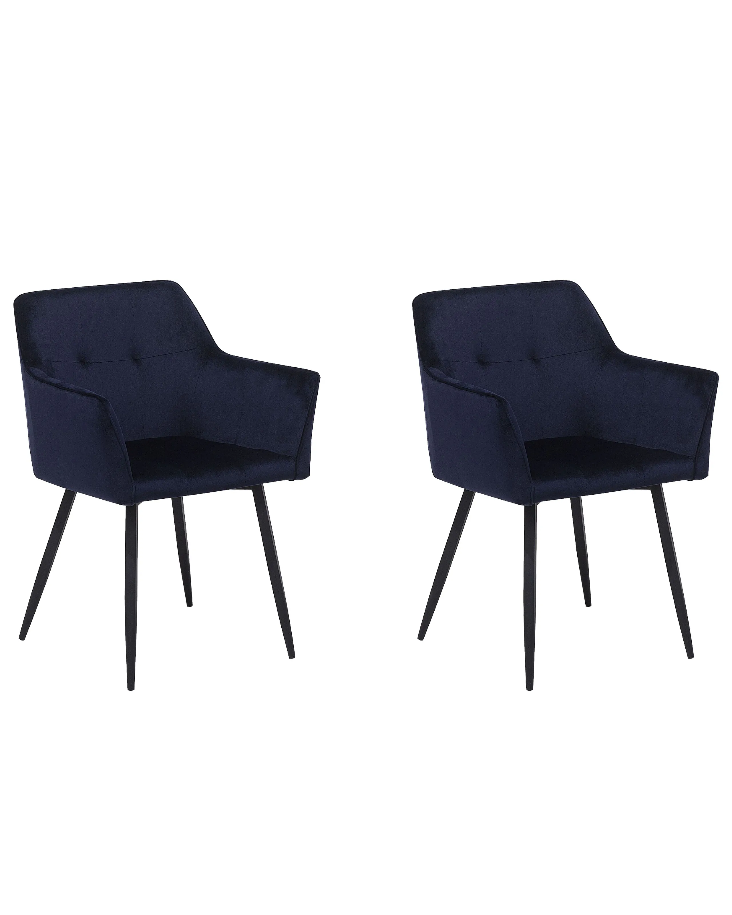 Conjunto de 2 sillas de comedor JASMIN Terciopelo Azul oscuro