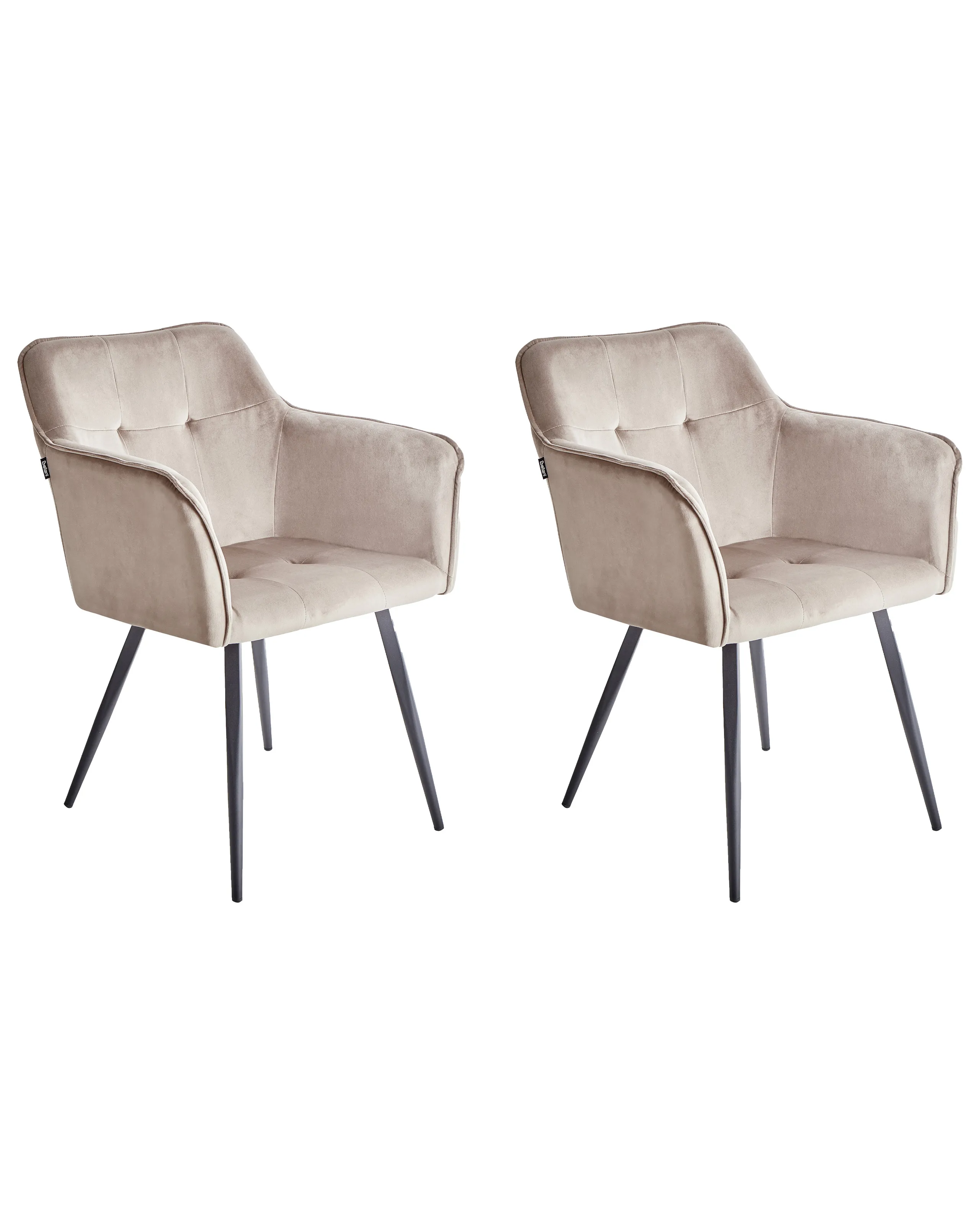 Conjunto de 2 sillas de comedor JASMIN Terciopelo Gris pardo