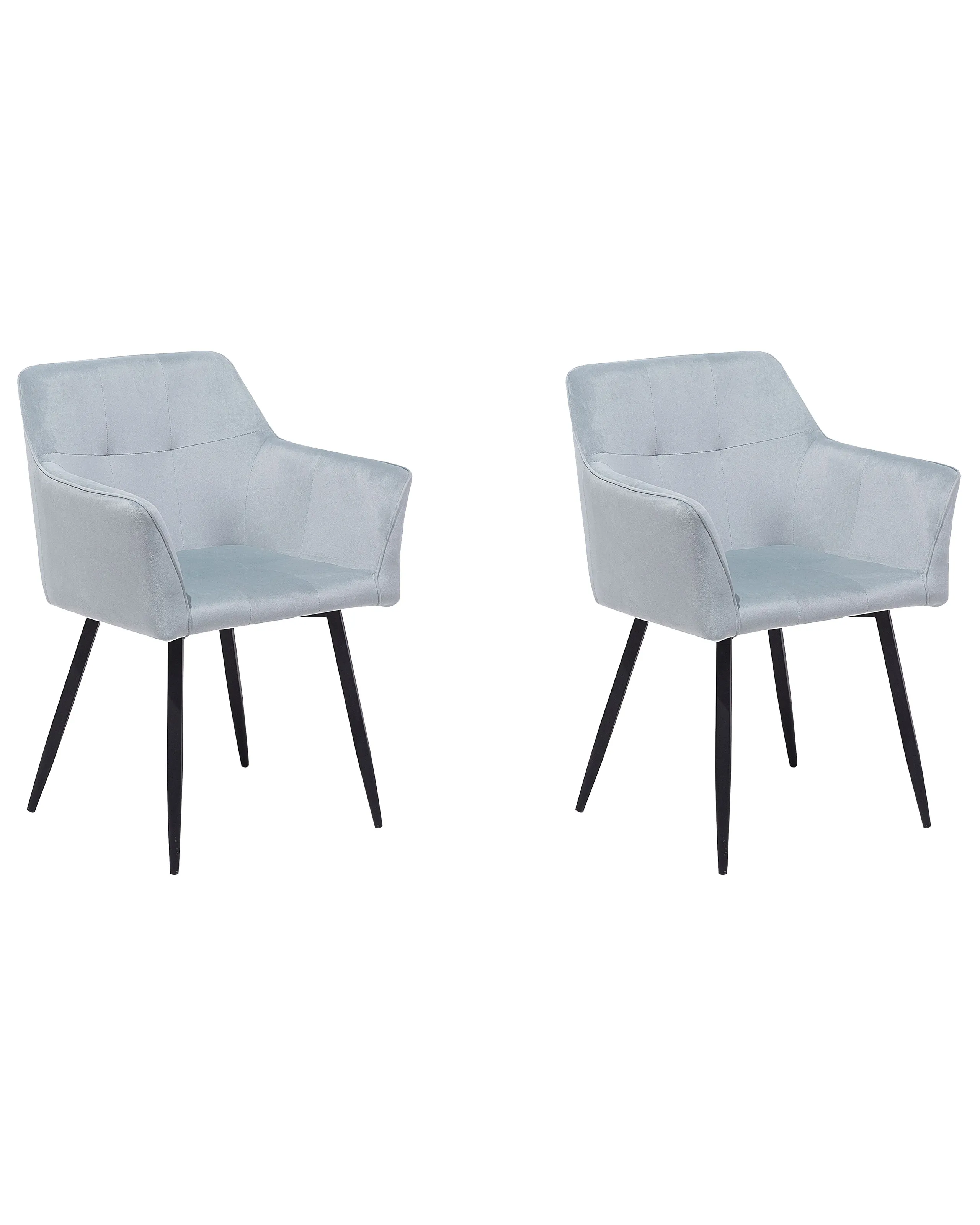 Conjunto de 2 sillas de comedor JASMIN Terciopelo Gris claro