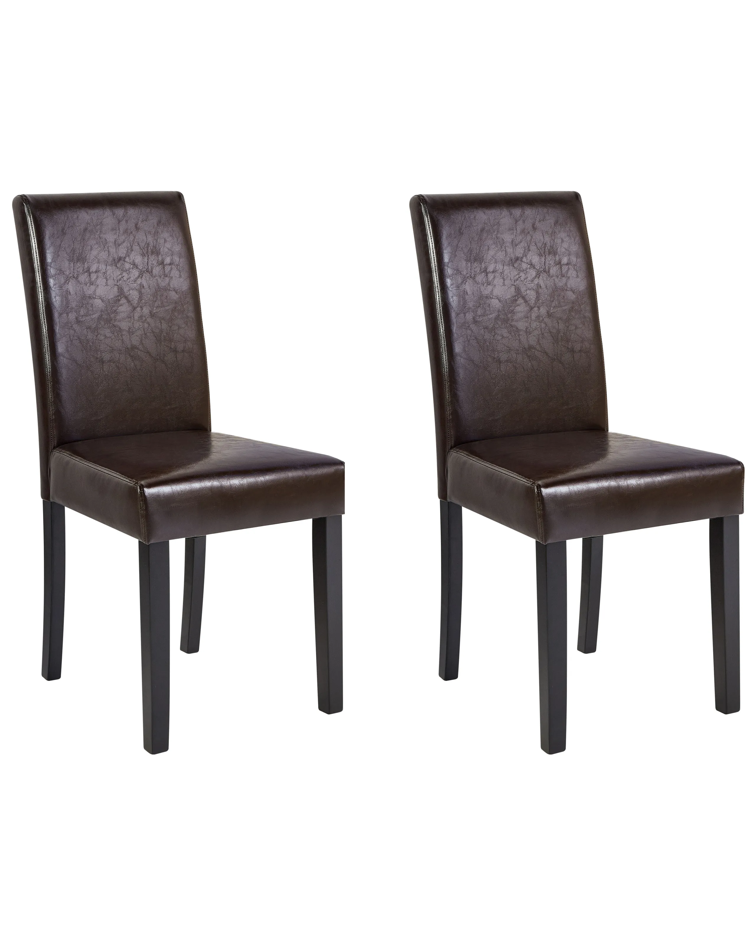 Conjunto de 2 sillas de comedor BROADWAY Piel sintética Marrón oscuro