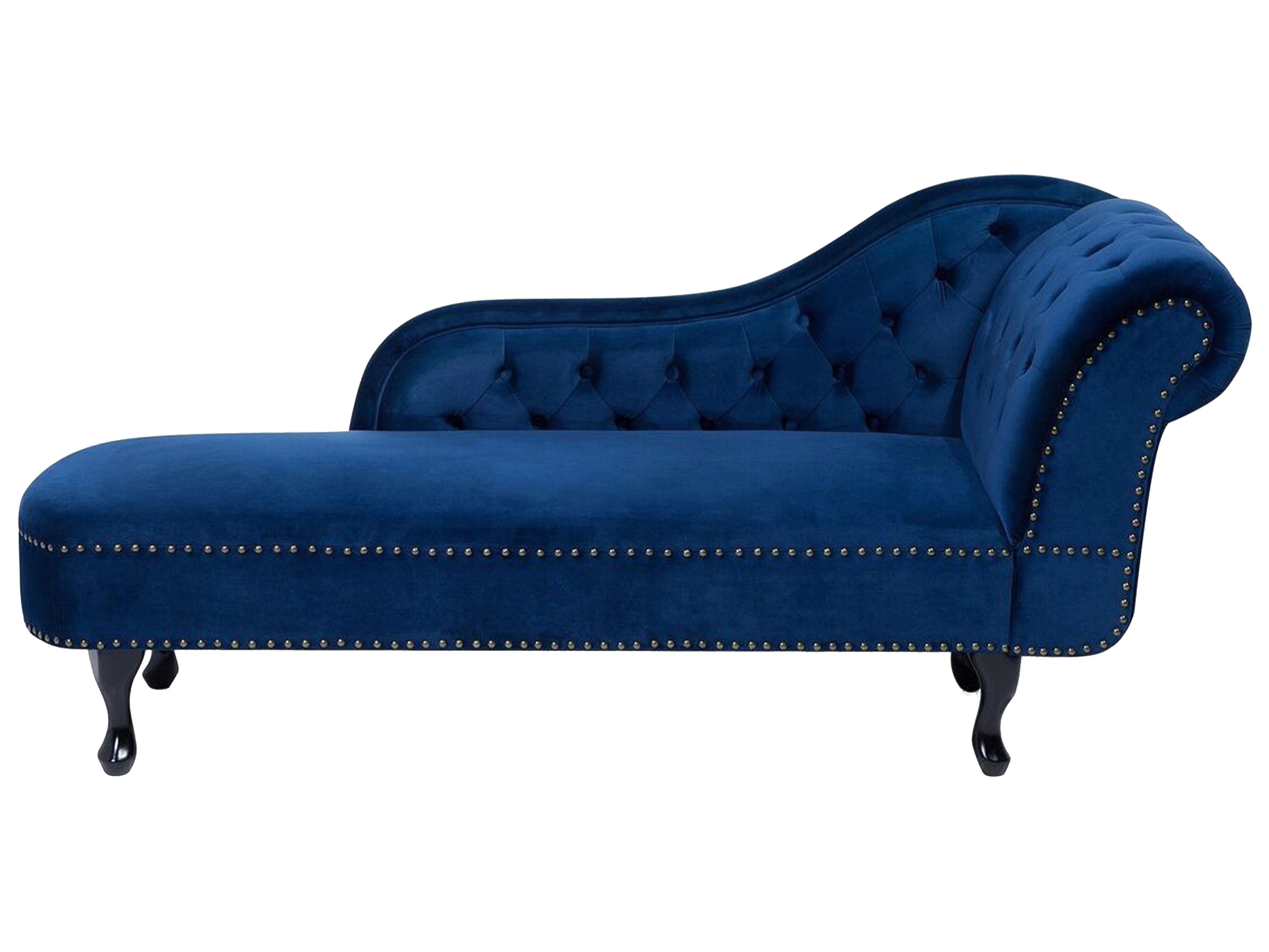 Chaise longue derecho NIMES Terciopelo Azul marino