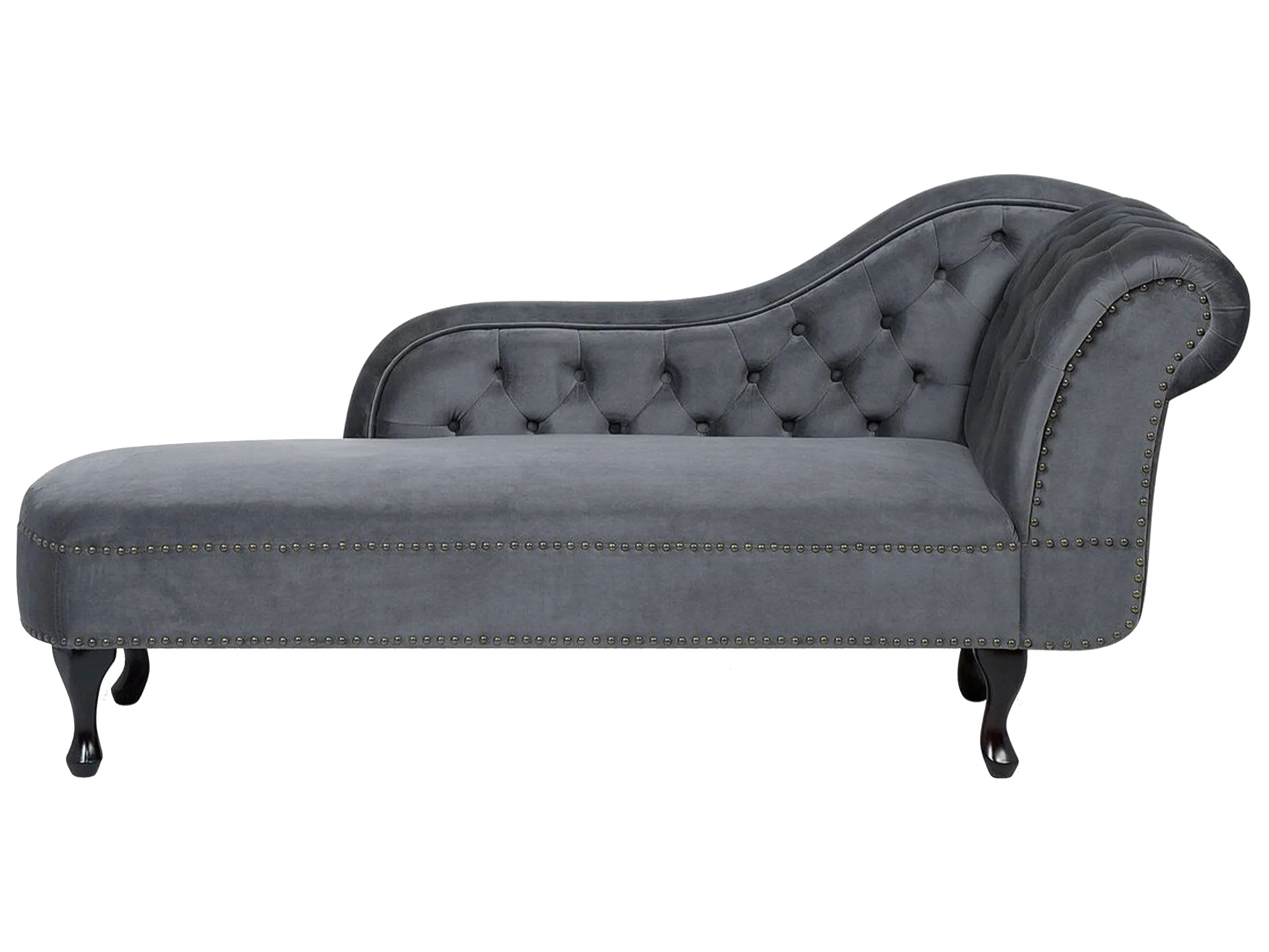 Chaise longue derecho NIMES Terciopelo Gris