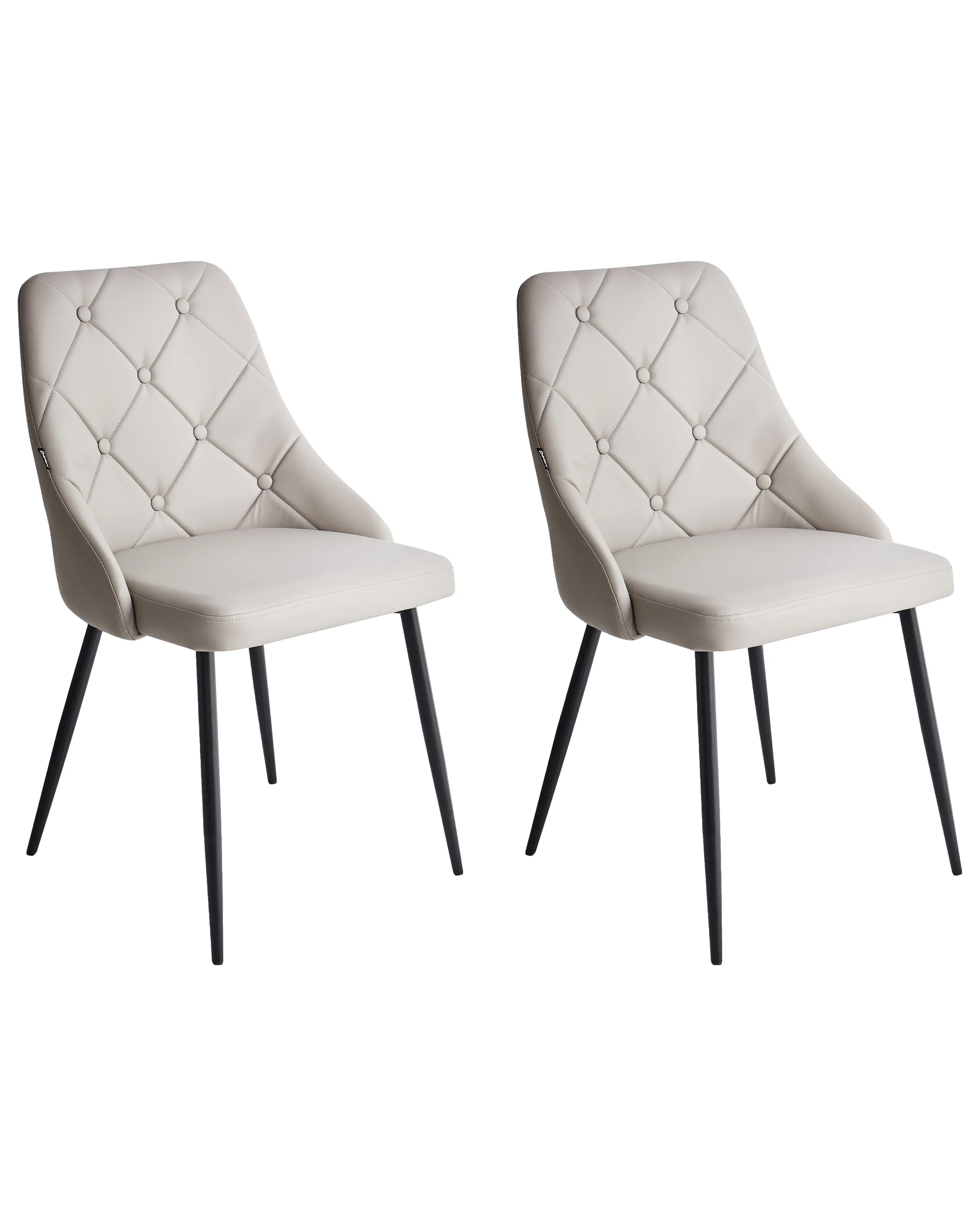 Conjunto de 2 sillas de comedor VALERIE Piel sintética Gris claro