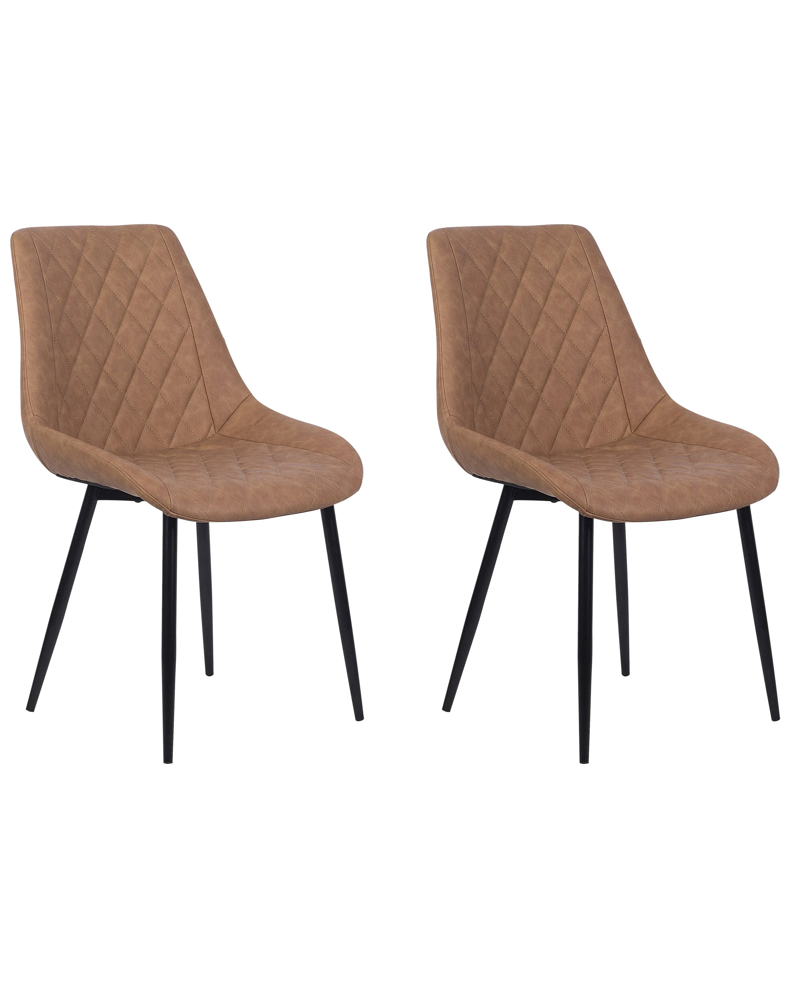 Conjunto de 2 sillas de comedor MARIBEL Piel sintética Marrón dorado