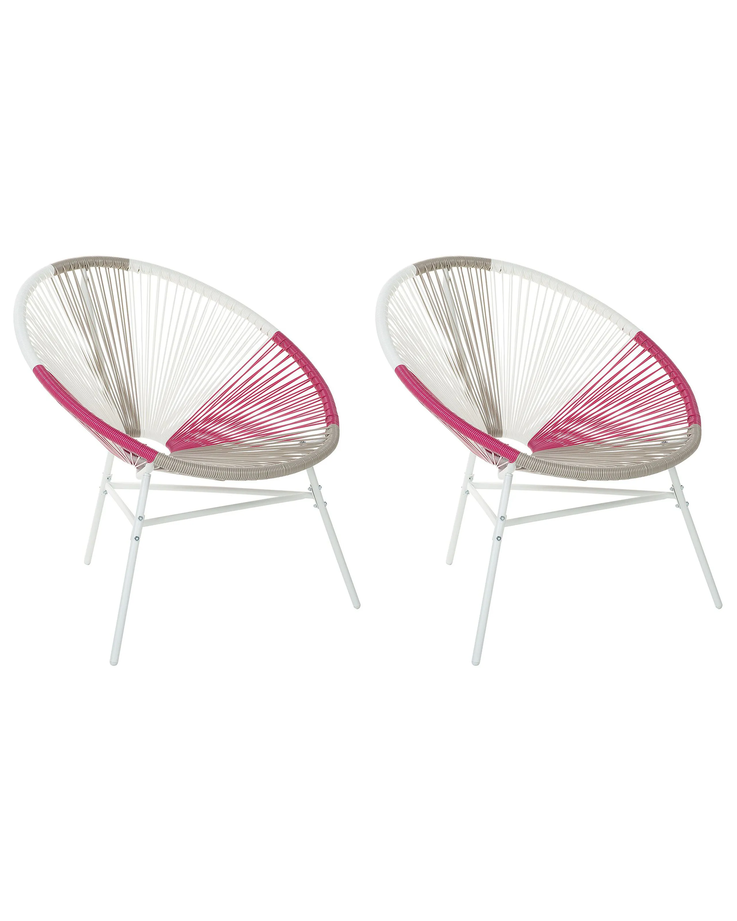 Conjunto de 2 sillas de jardín ACAPULCO Ratán sintético Fucsia