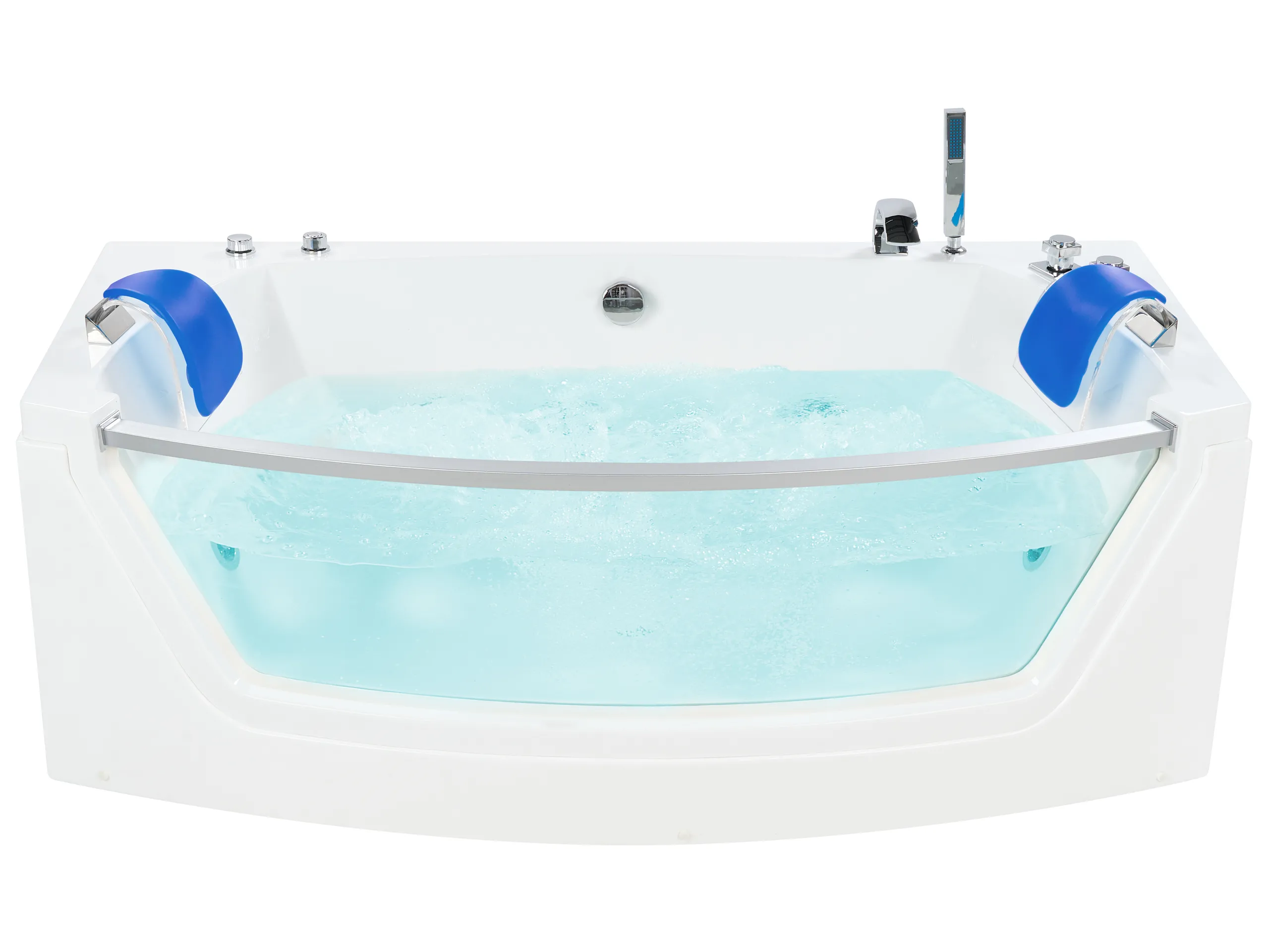 Bañera de hidromasaje LED esquinera FUERTE 175 x 85 cm Blanco