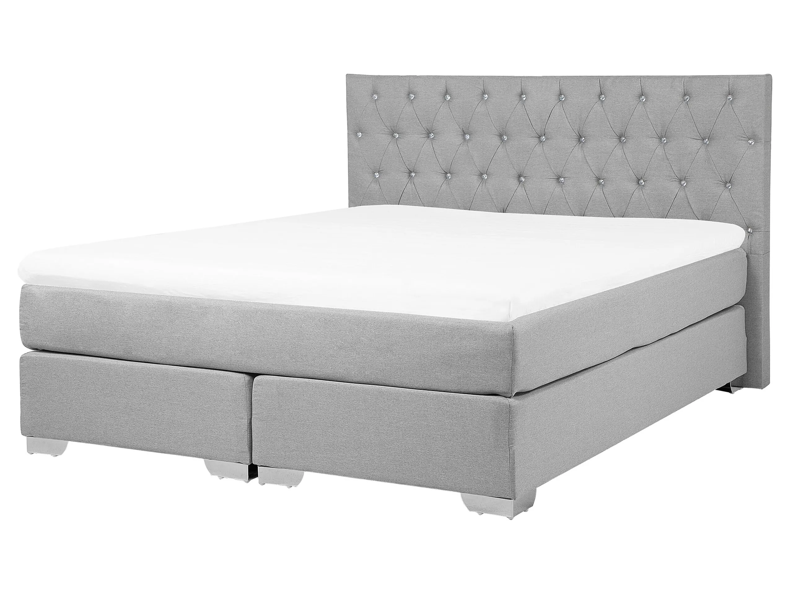 Cama continental Tela DUCHESS 160 x 200 cm Gris claro