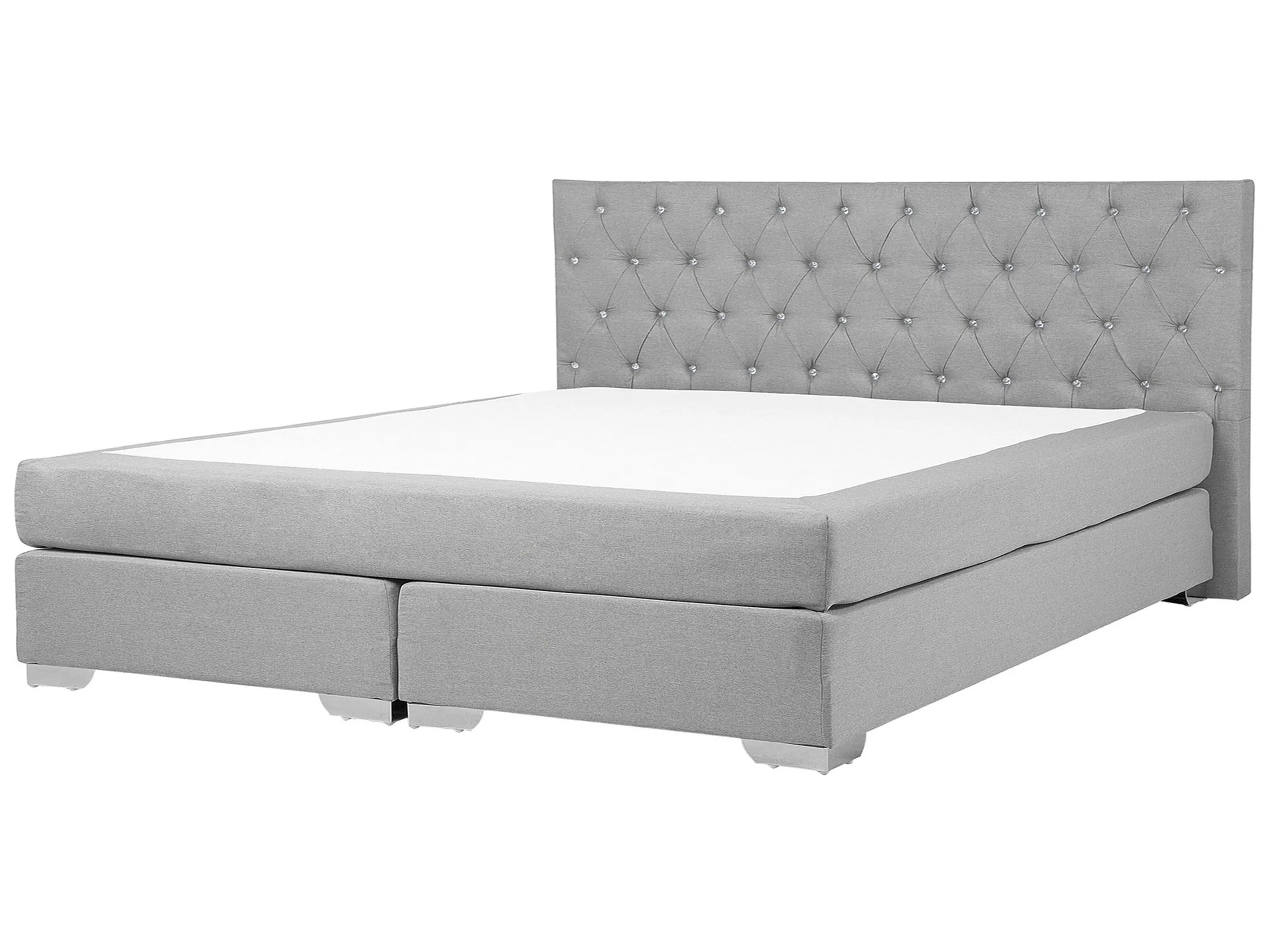 Cama continental Tela DUCHESS 180 x 200 cm Gris claro
