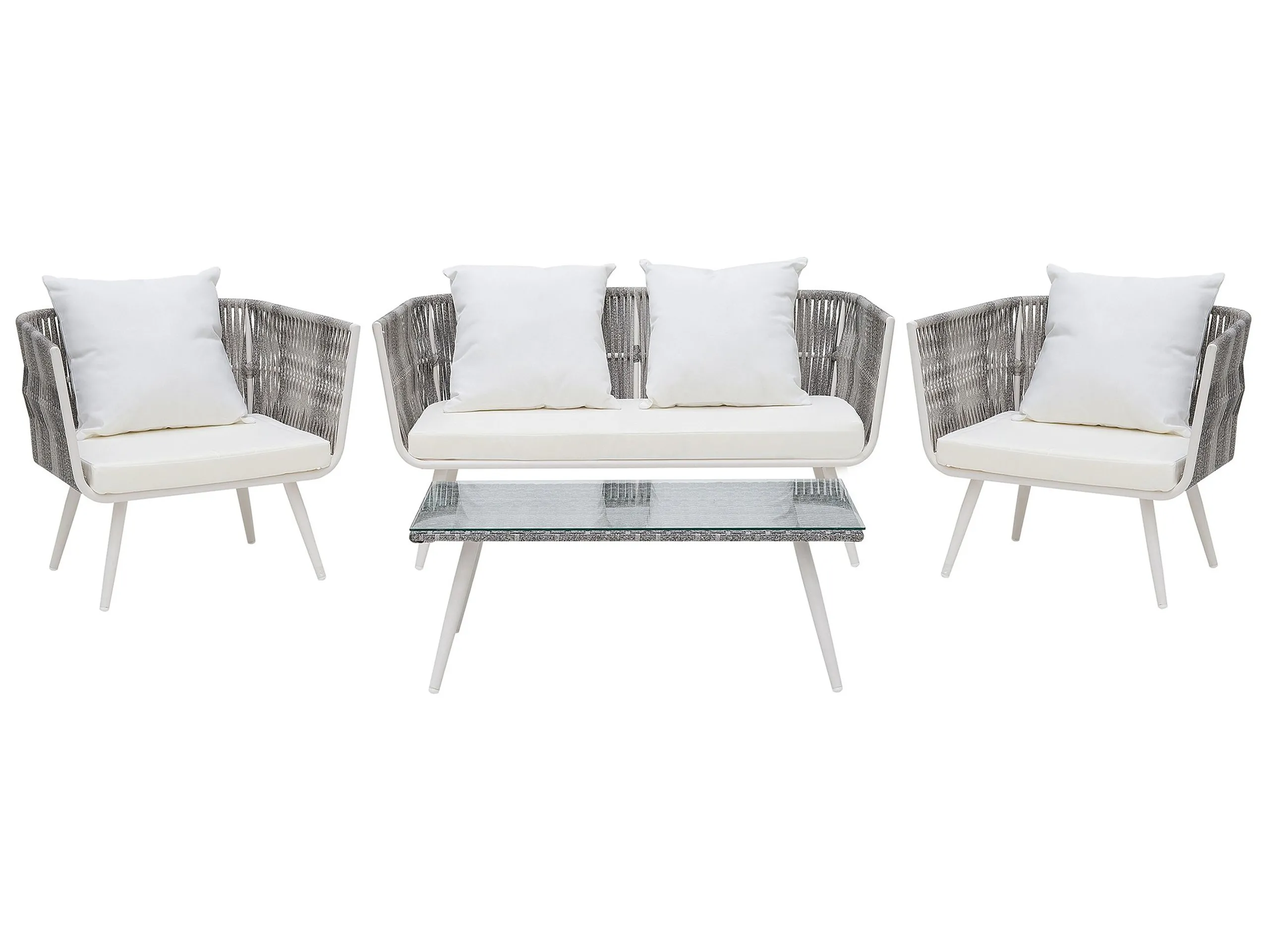 Garden Lounge Set with Table 4 Seater RAGUSA PE Rattan Off-White