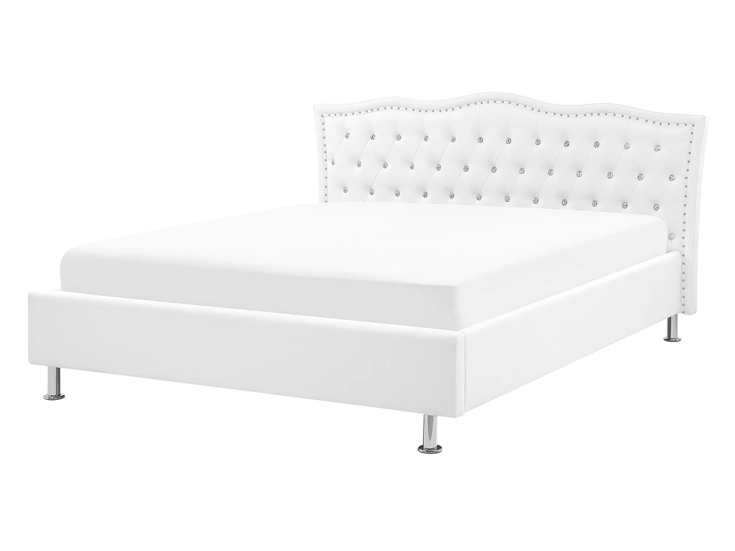 Cama Piel sintética METZ 140 x 200 cm Blanco