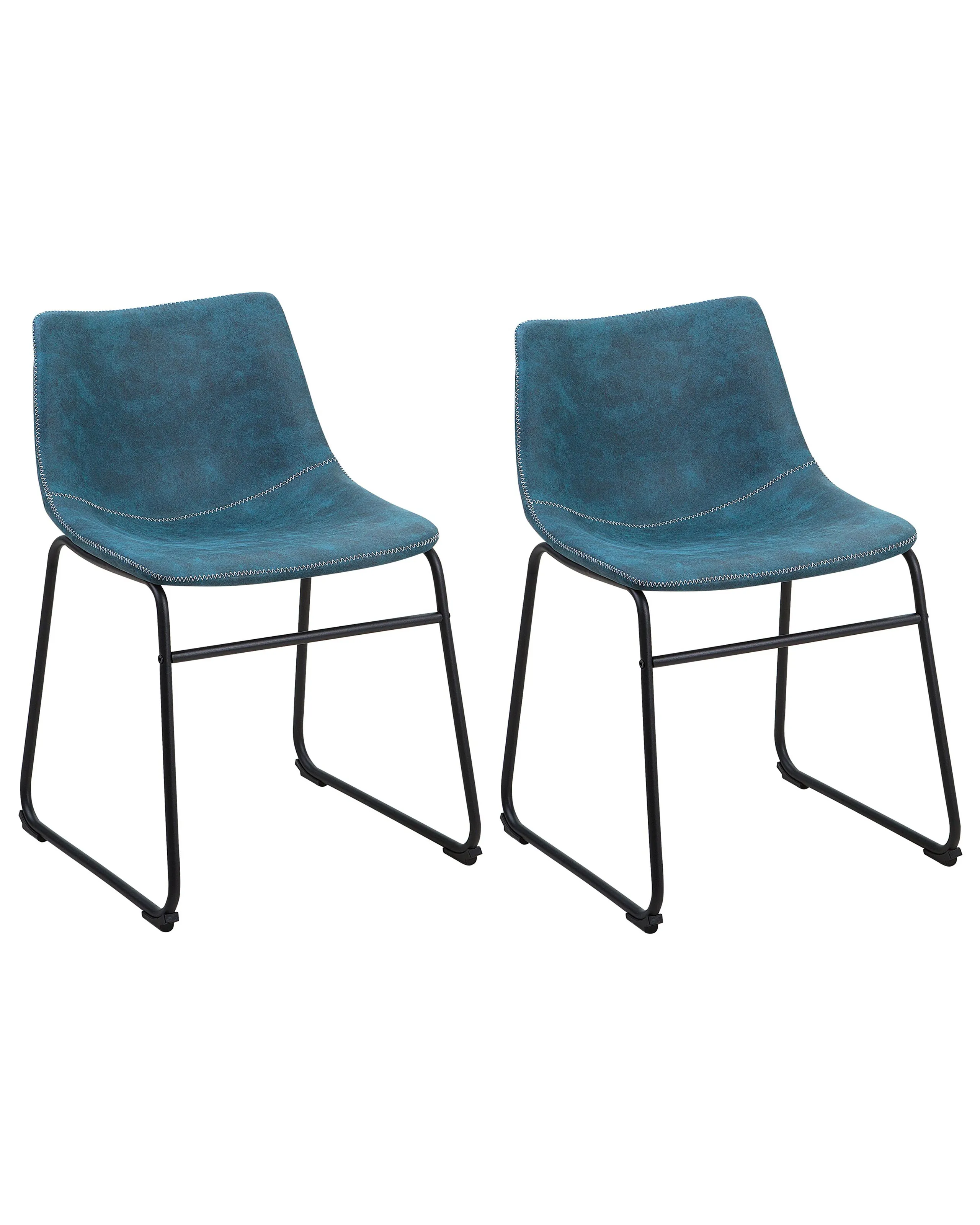 Conjunto de 2 sillas de comedor BATAVIA Tela Azul verdoso