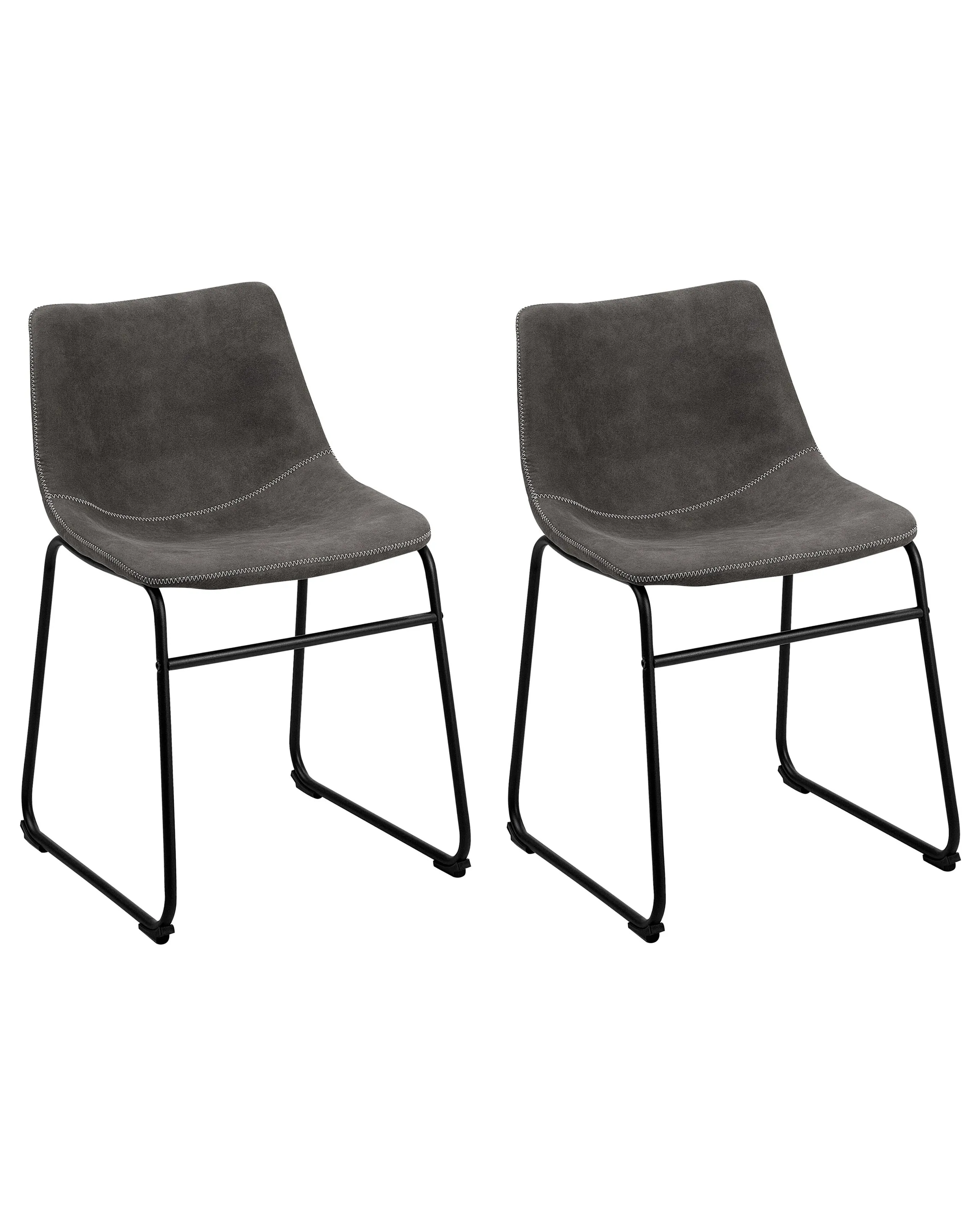 Conjunto de 2 sillas de comedor BATAVIA Tela Gris oscuro