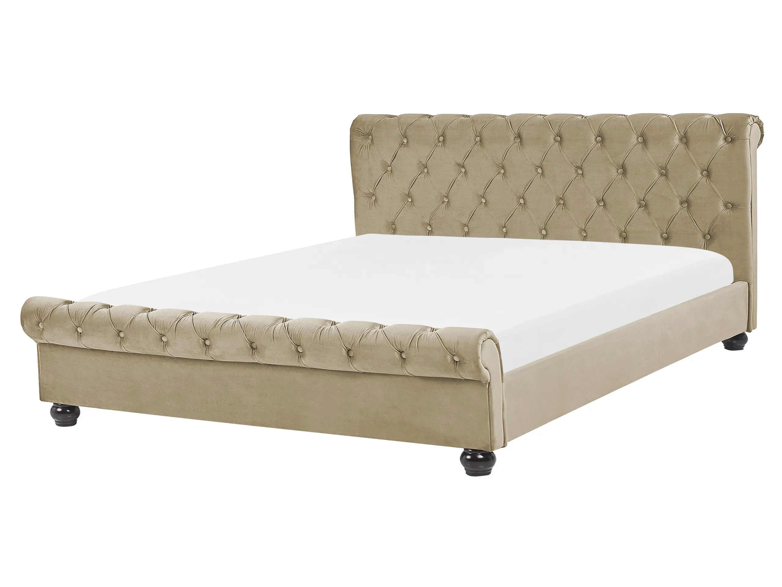 Cama Terciopelo AVALLON 160 x 200 cm Beige