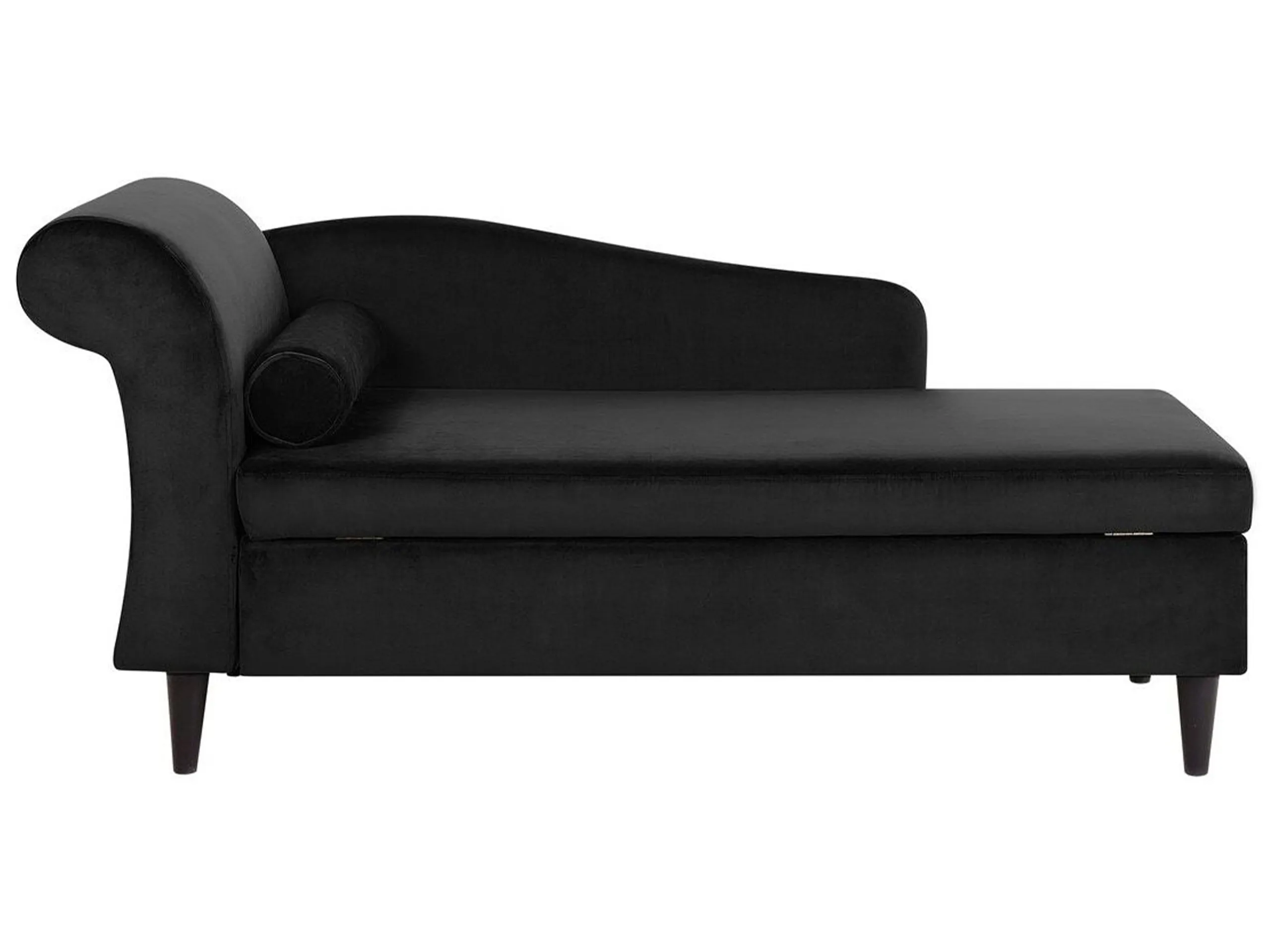 Chaise longue izquierdo LUIRO Terciopelo Negro con almacenaje
