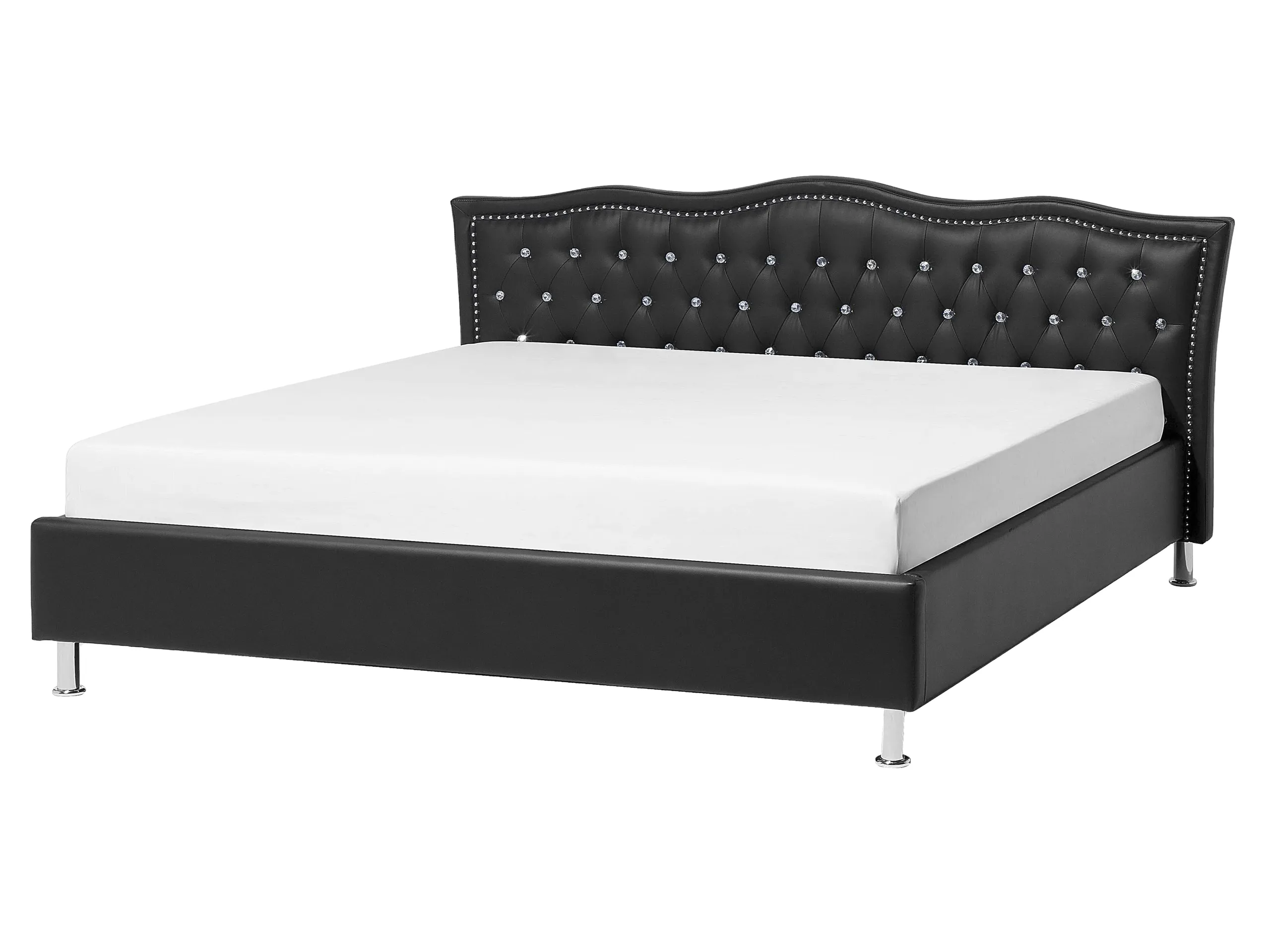 Cama Piel sintética METZ 160 x 200 cm Negro