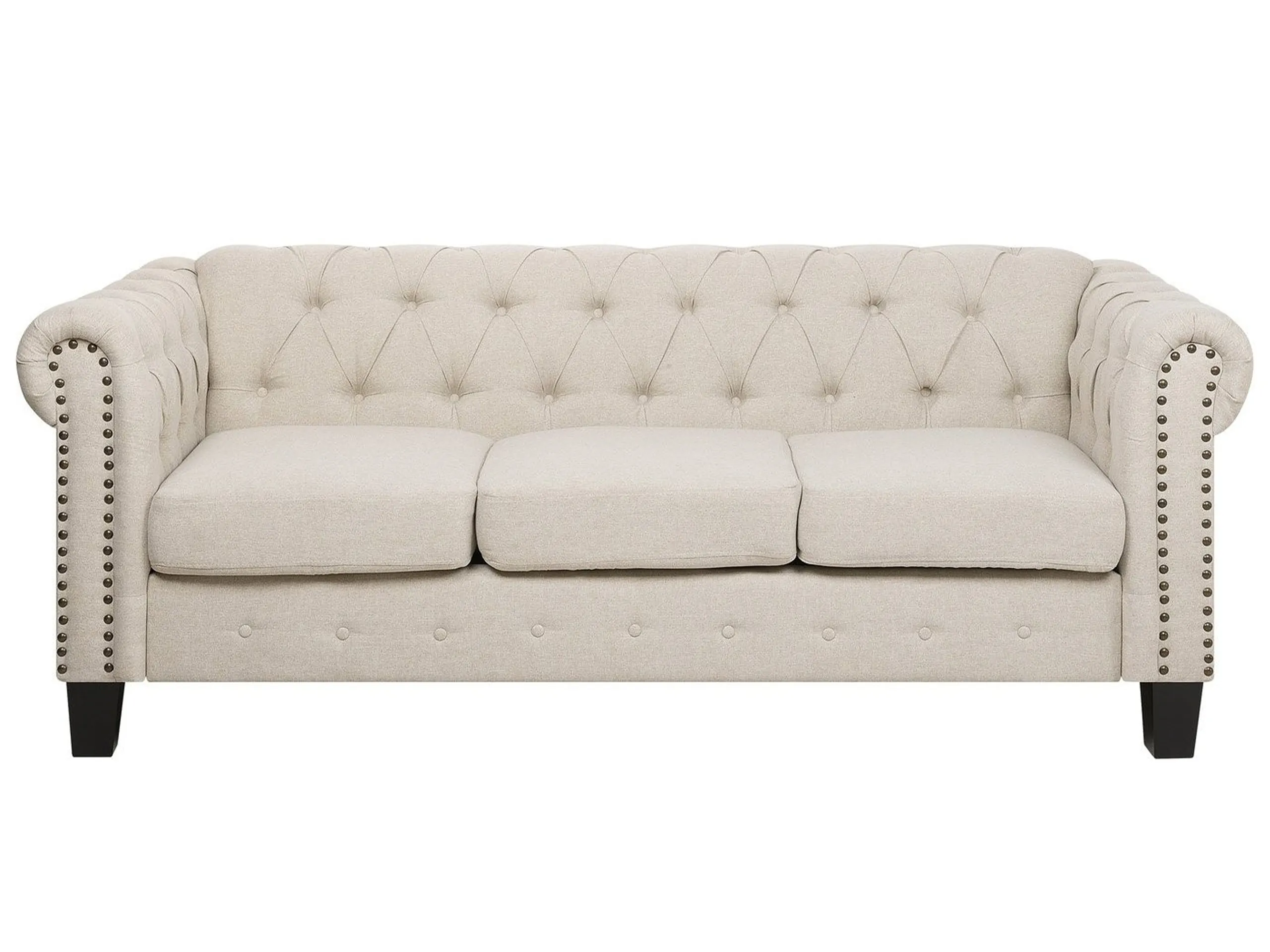 Sofa 3 Seater CHESTERFIELD Fabric Beige