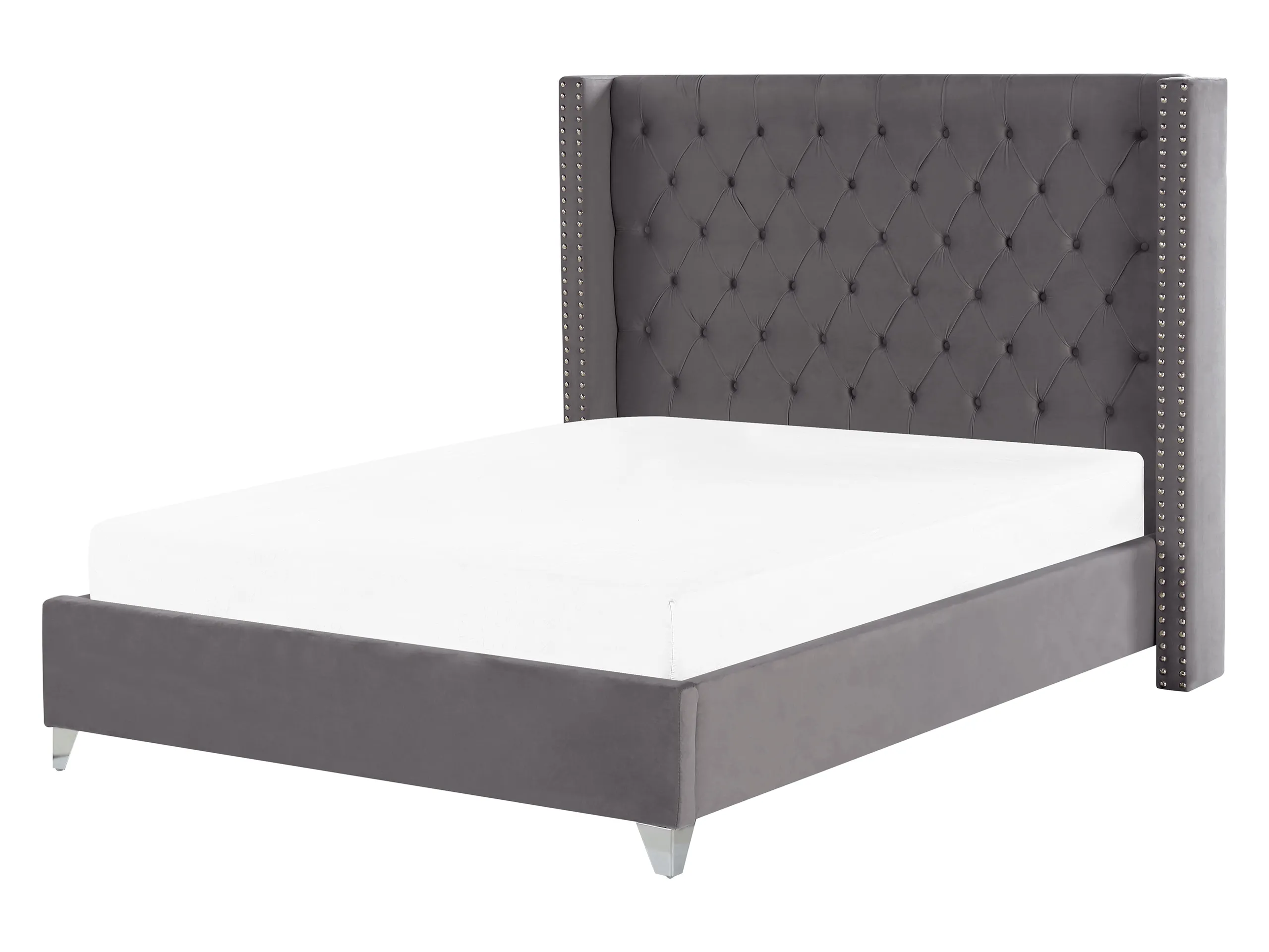 Cama Terciopelo LUBBON 160 x 200 cm Gris