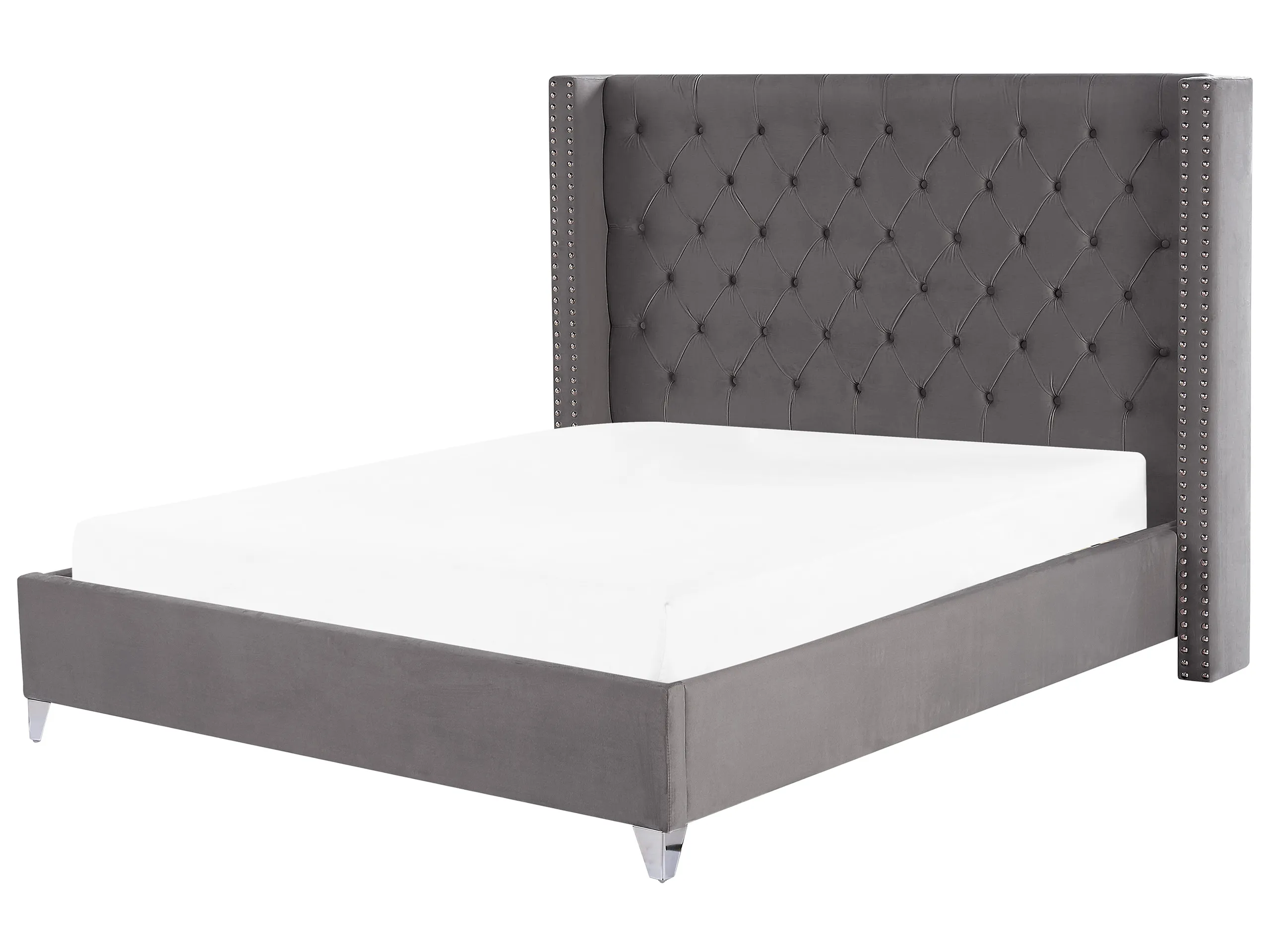 Cama Terciopelo LUBBON 180 x 200 cm Gris