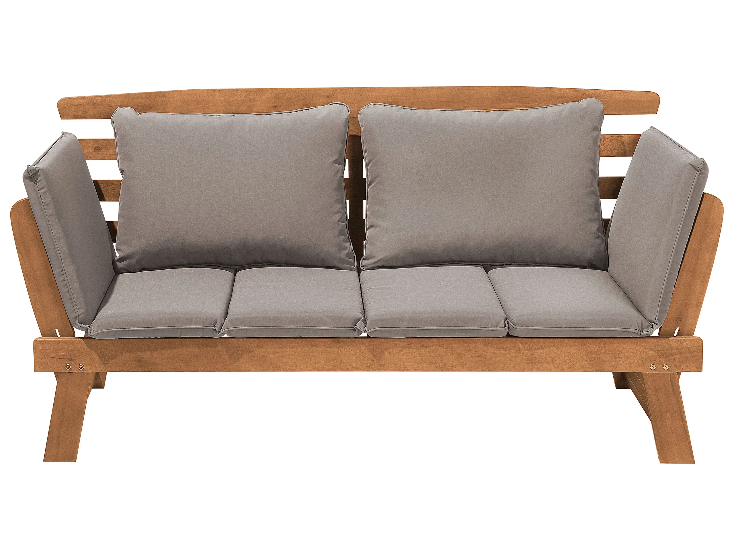 Banco de jardín con cojín PORTICI 210 cm Madera de eucalipto Marrón claro/Gris pardo