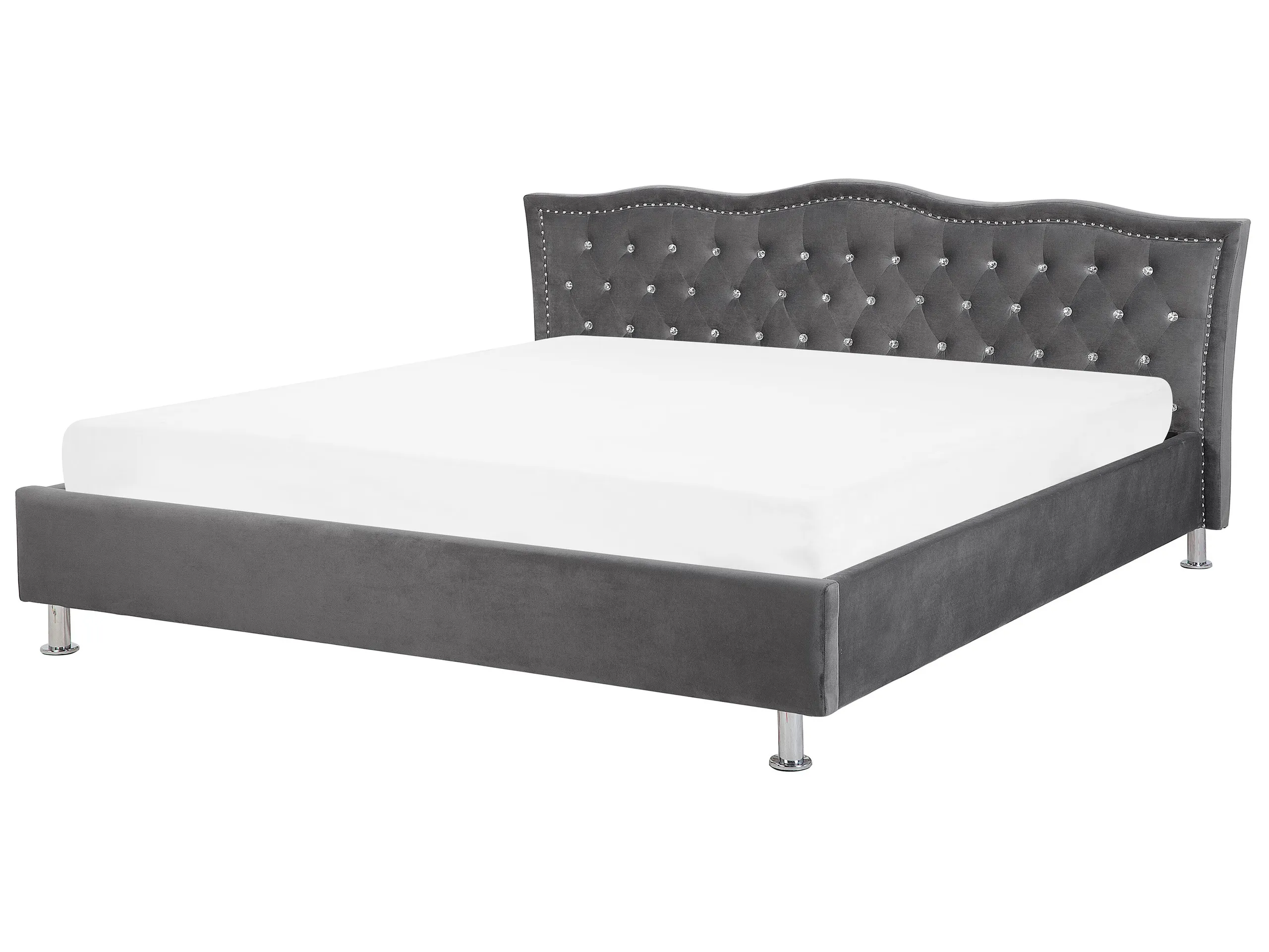 Cama Terciopelo METZ 180 x 200 cm Gris oscuro