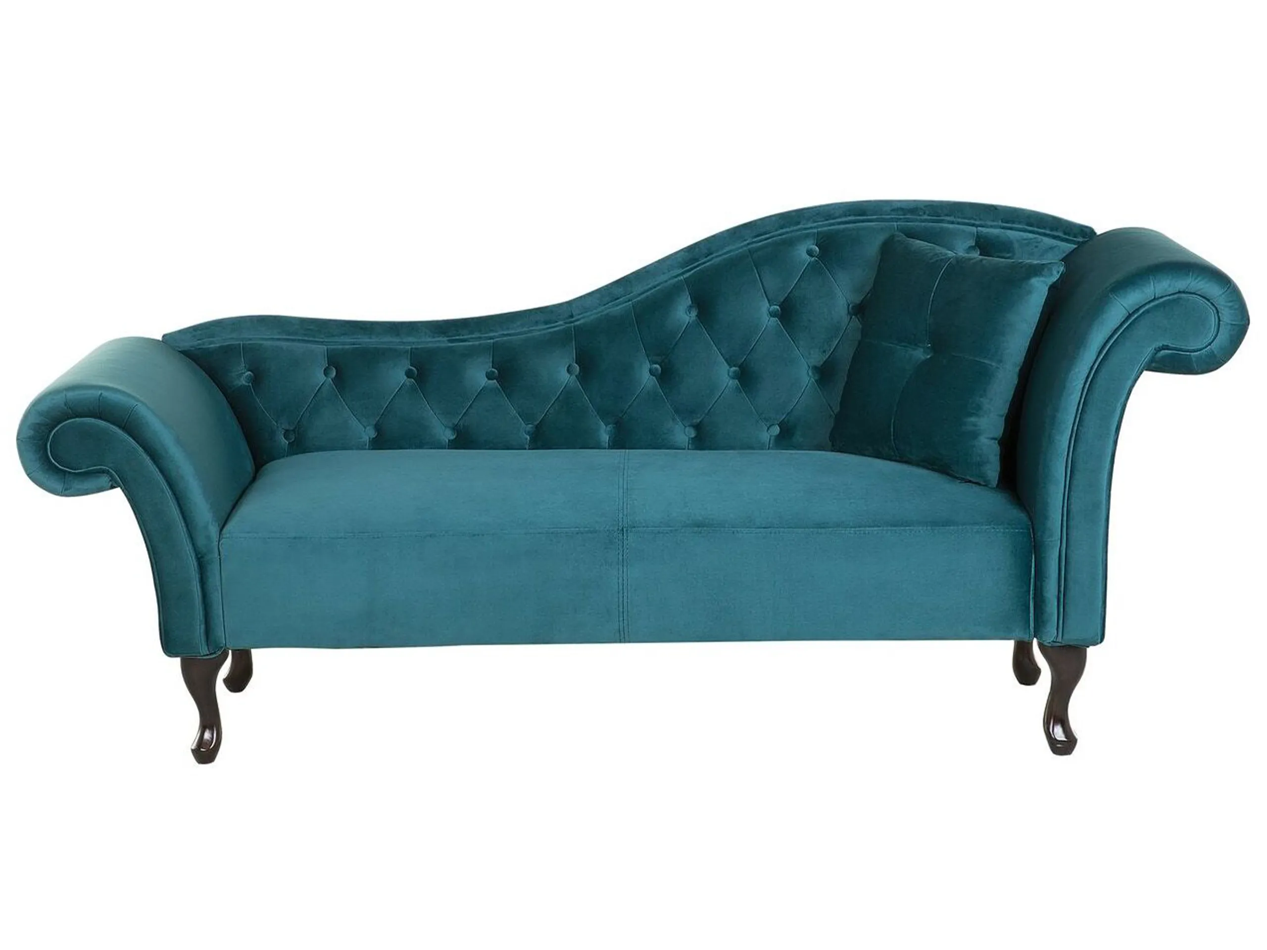 Chaise longue derecho LATTES Terciopelo Verde azulado