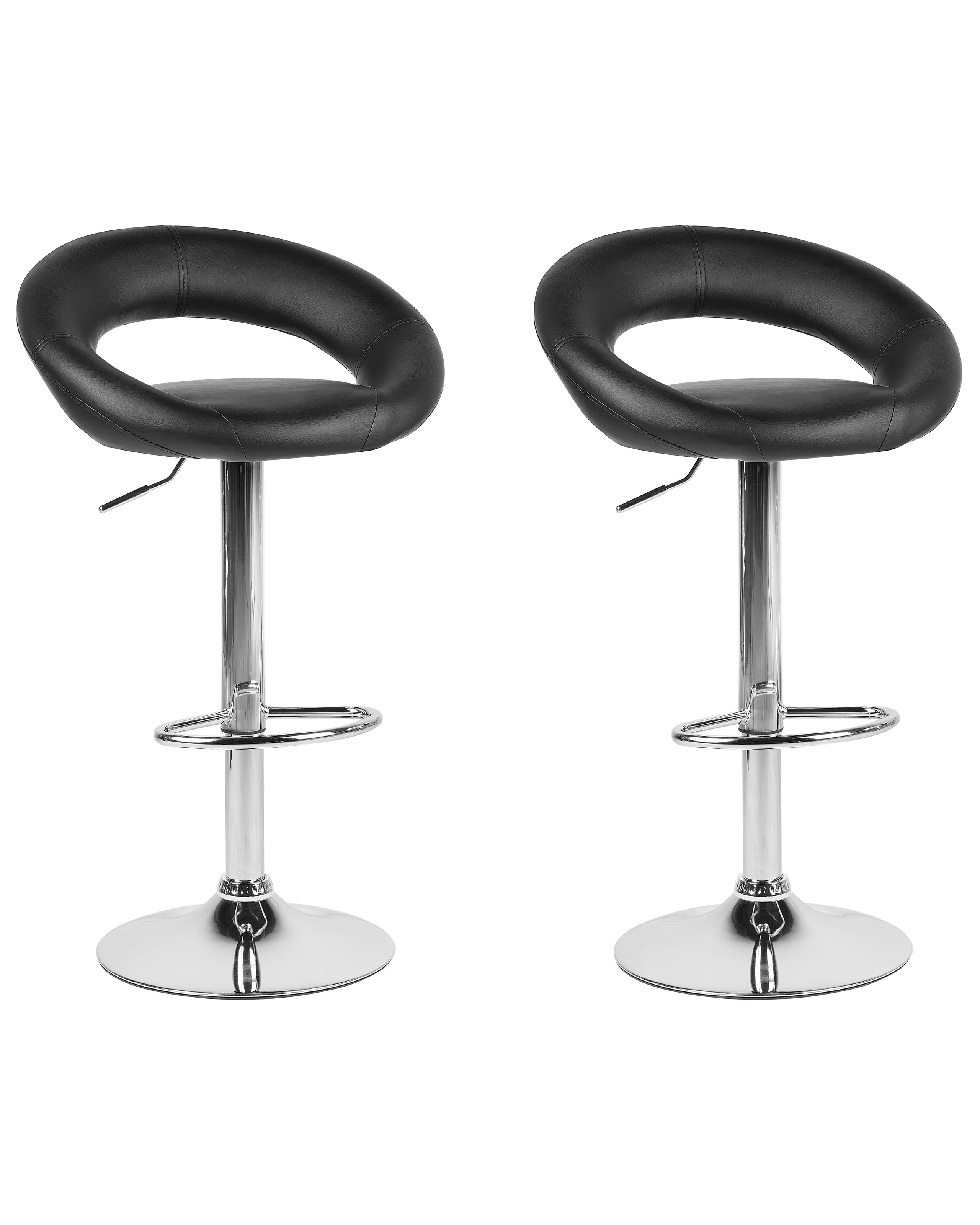Conjunto de 2 sillas de bar PEORIA Piel sintética giratoria Negro