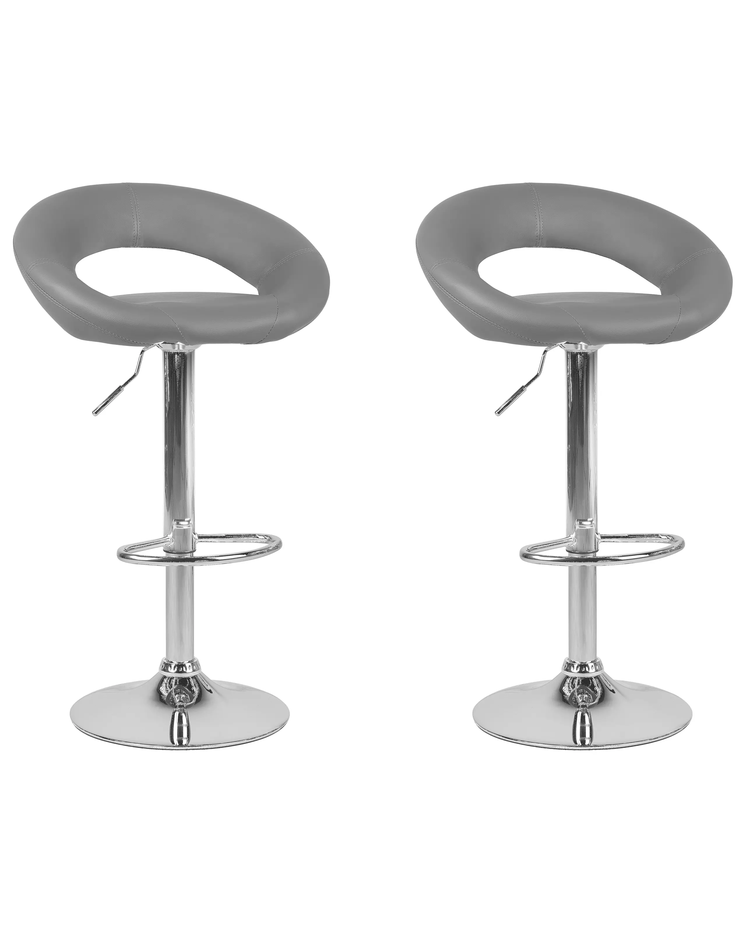 Conjunto de 2 sillas de bar PEORIA Piel sintética giratoria Gris