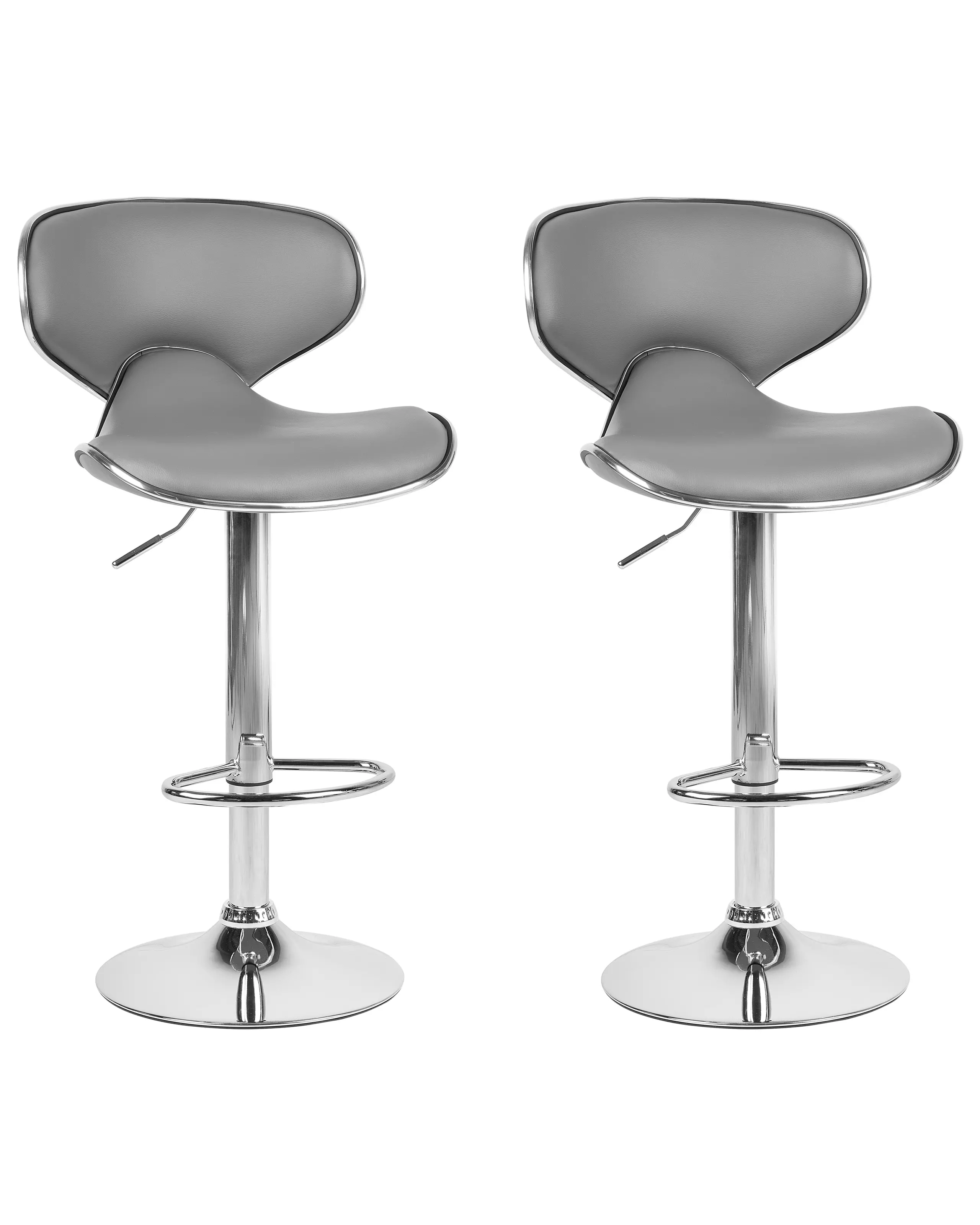 Conjunto de 2 sillas de bar CONWAY Piel sintética giratoria Gris