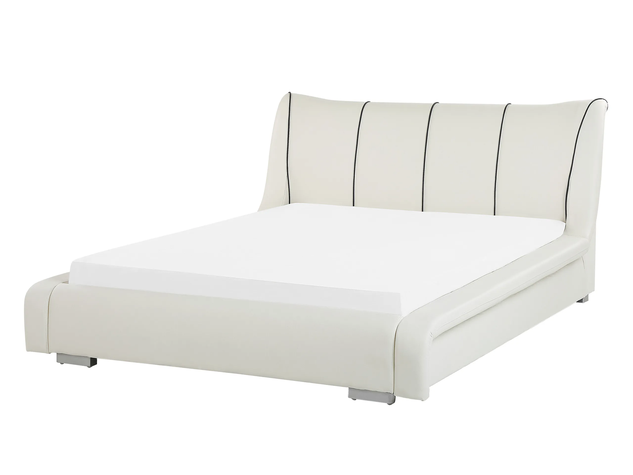Cama Piel NANTES 140 x 200 cm Blanco crema
