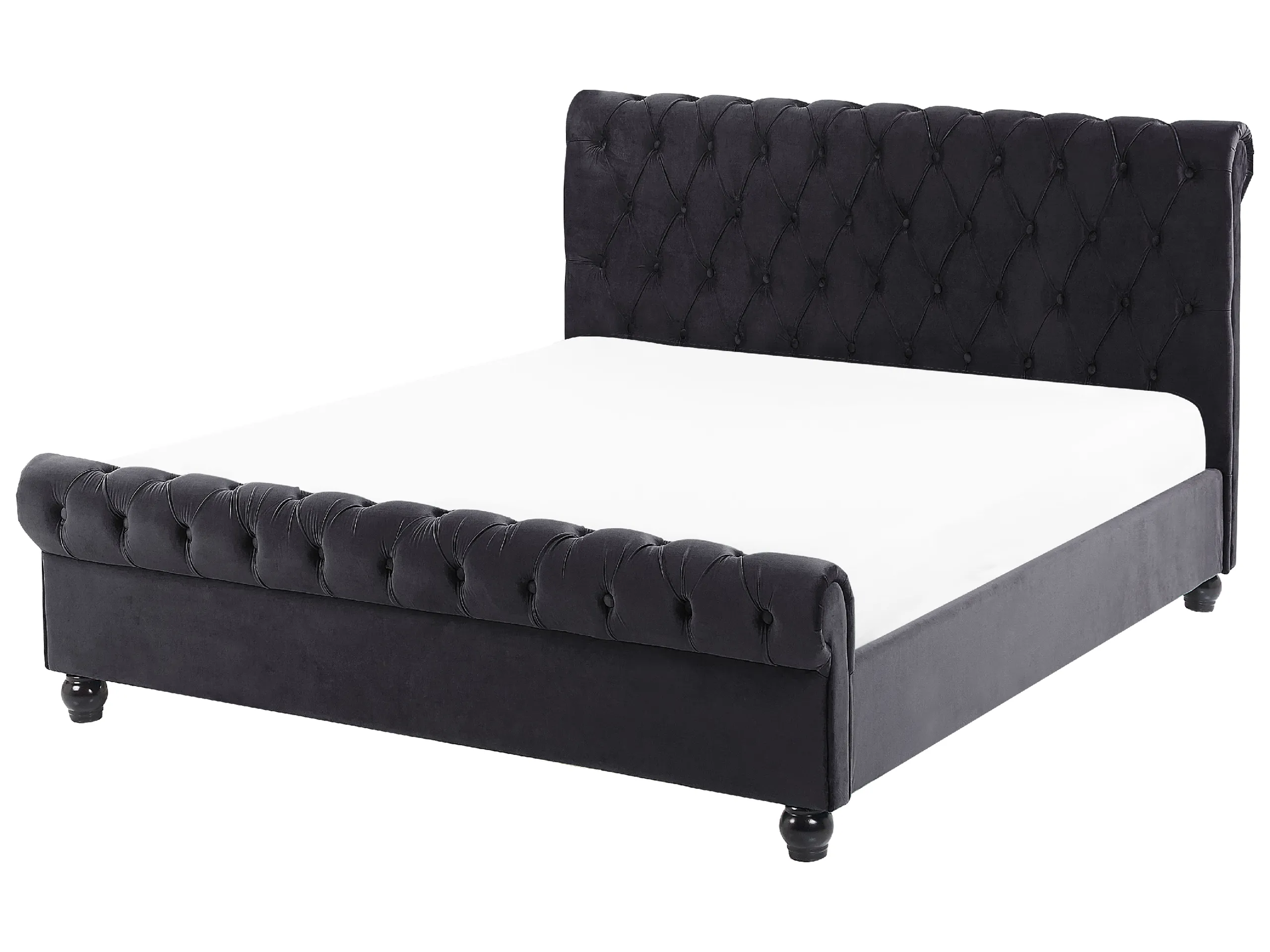 Cama Terciopelo AVALLON 140 x 200 cm Negro